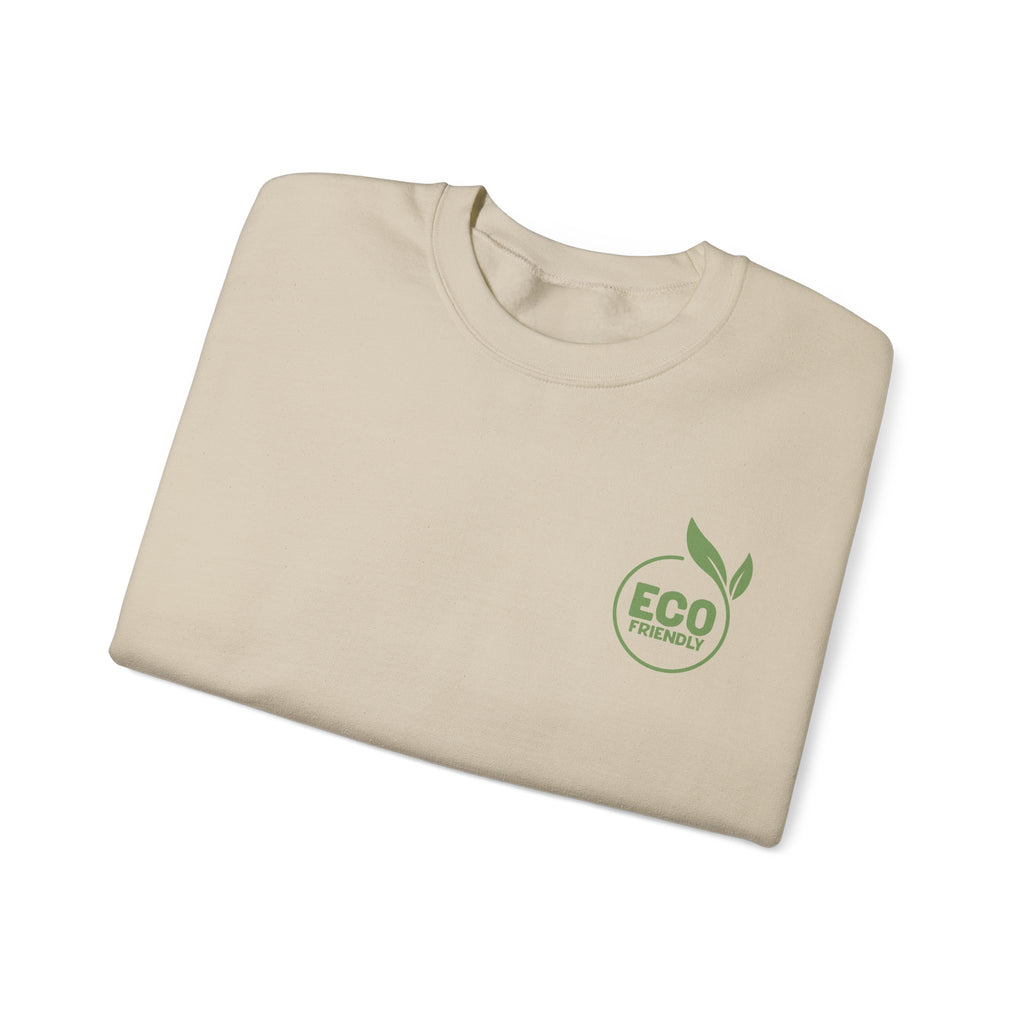 Eco Friendly Crewneck Sweatshirt — Small Green "ECO friendly" Logo