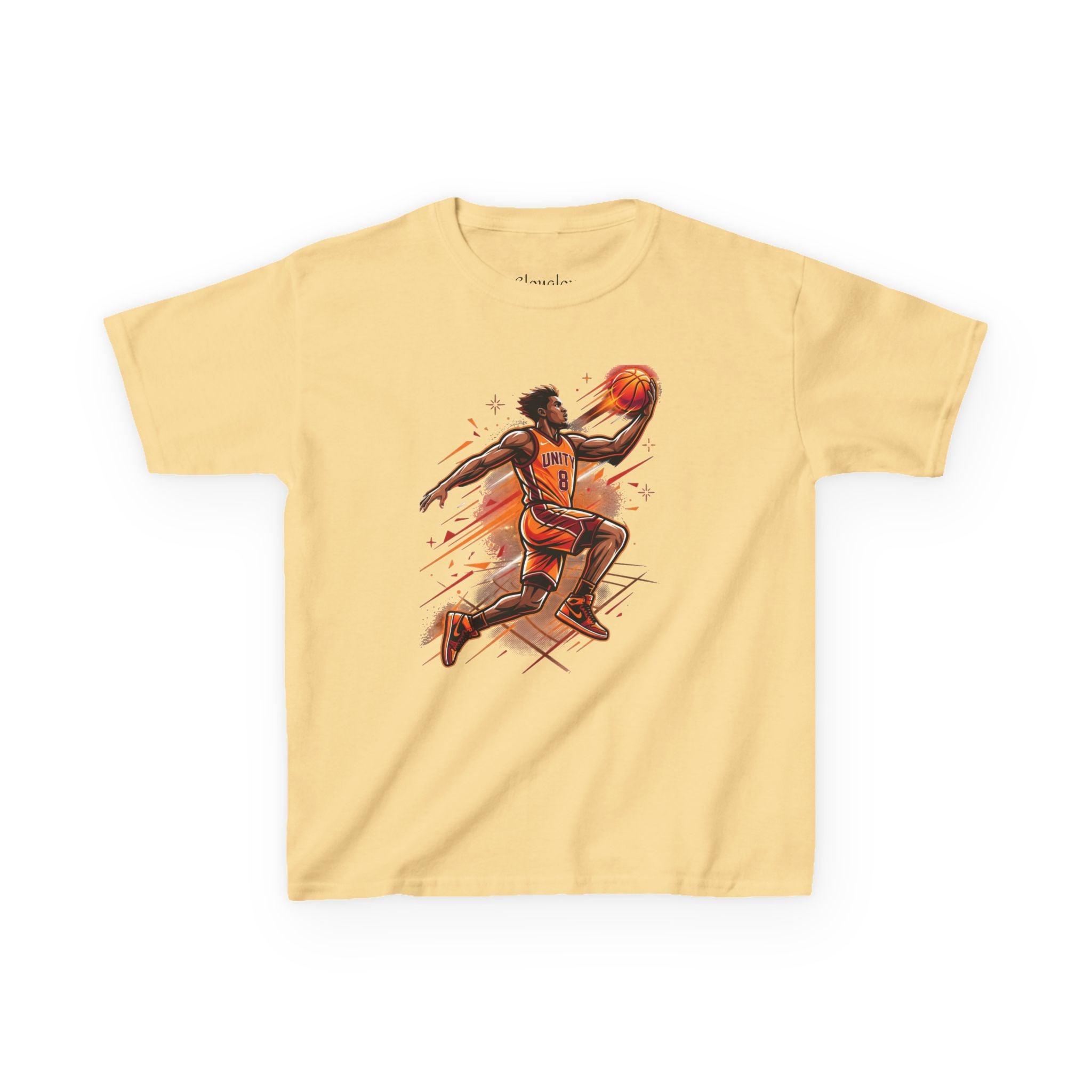 Kids Basketball Player Tee – Slam Dunk Illustration Kids T‑Shirt