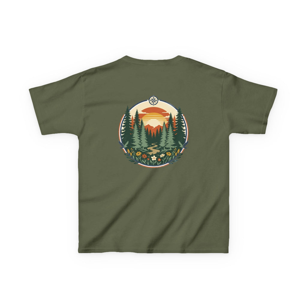 Kids Tee — Retro Forest Sunset Graphic