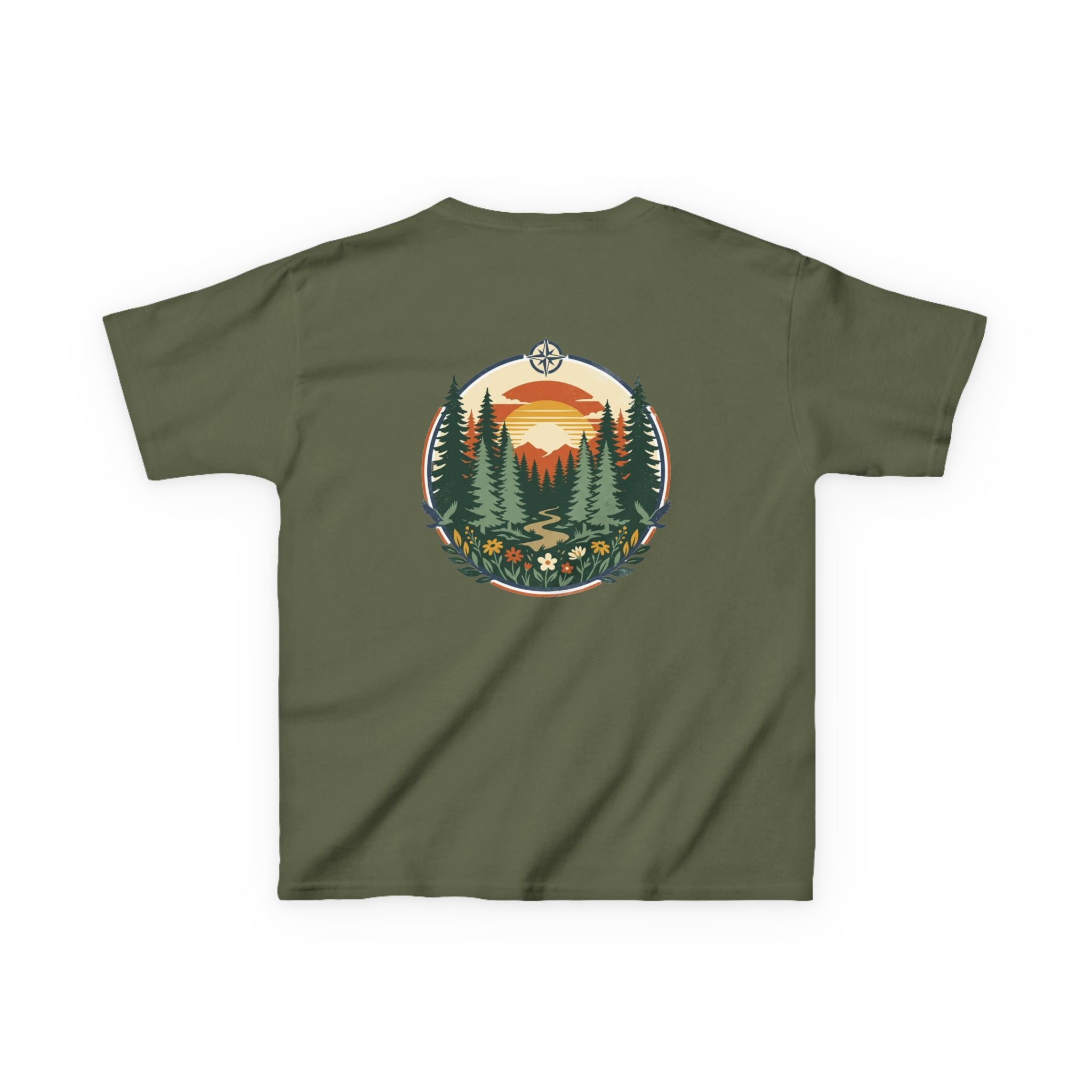 Kids Tee — Retro Forest Sunset Graphic