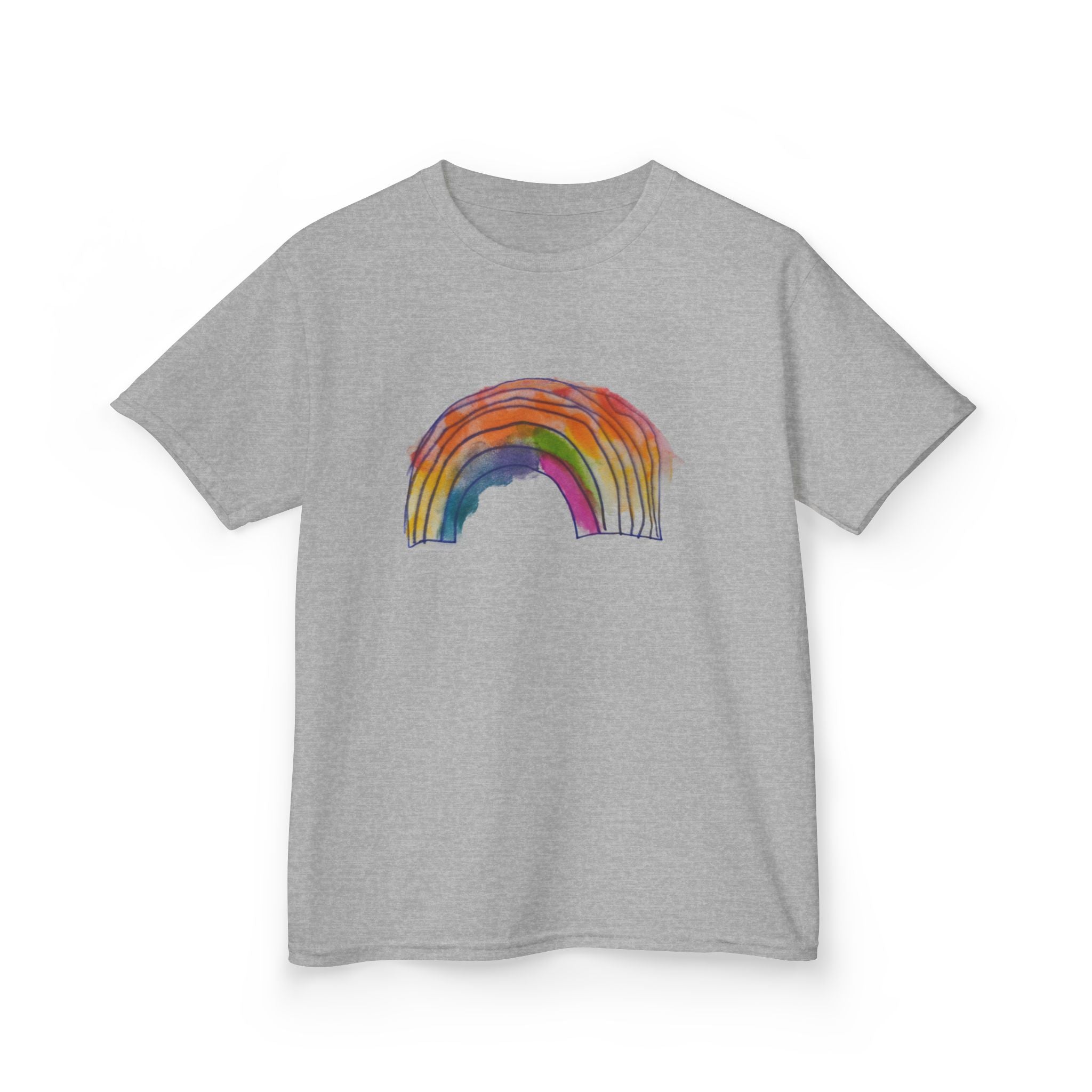Kids Rainbow T‑Shirt — Hand‑Drawn Colorful Rainbow Tee for Children