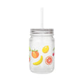 Fruit Pattern Mason Jar Cup with Straw — Summer Picnic Drink Tumbler
