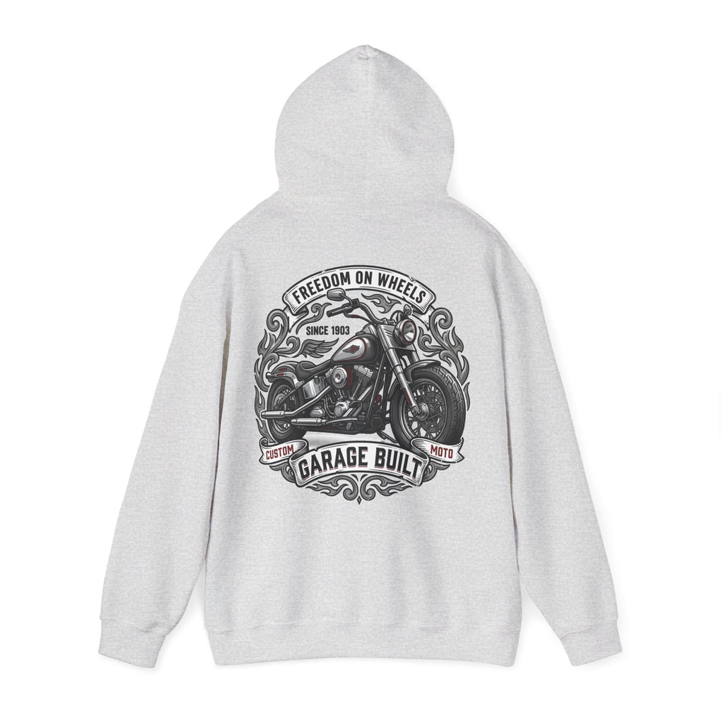 Garage Built Motorcycle Hoodie — Vintage Chopper Design
