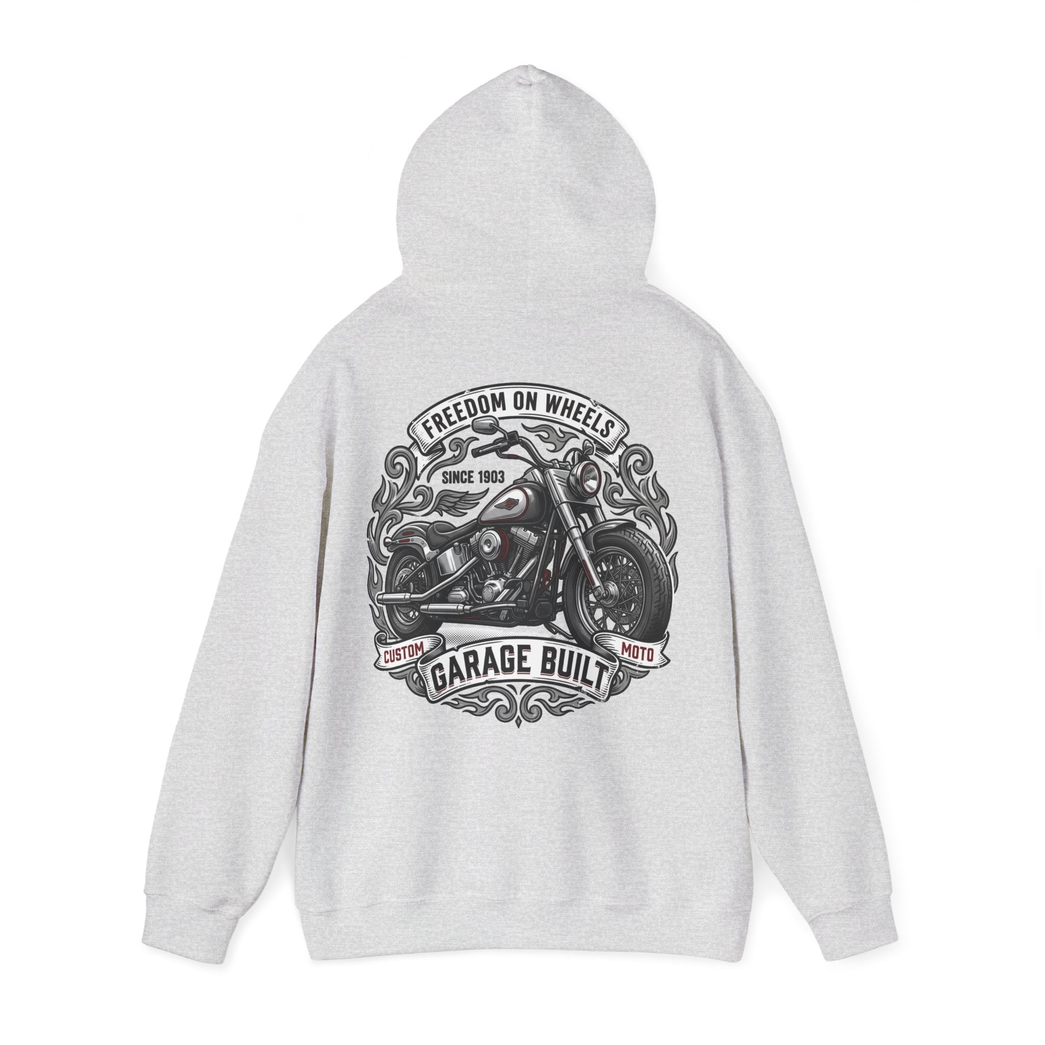 Garage Built Motorcycle Hoodie — Vintage Chopper Design