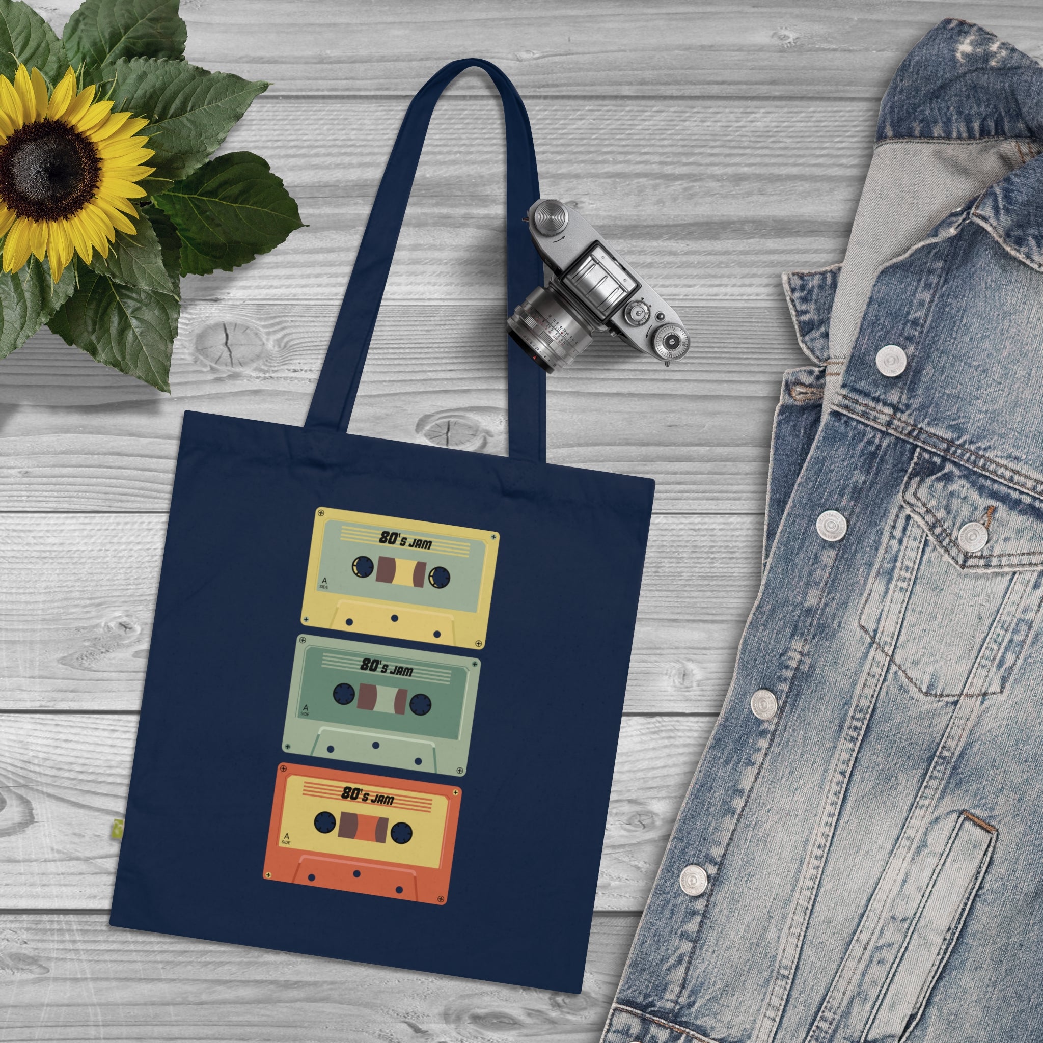 Vintage Cassette Tape Organic Tote Bag — Retro Music Lover Reusable Shopper