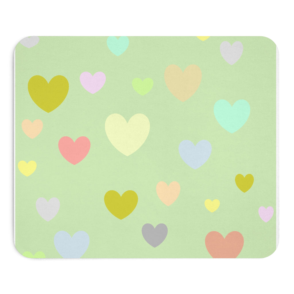 Pastel Heart Mouse Pad — Cute Mint Desk Mat for Office & Home