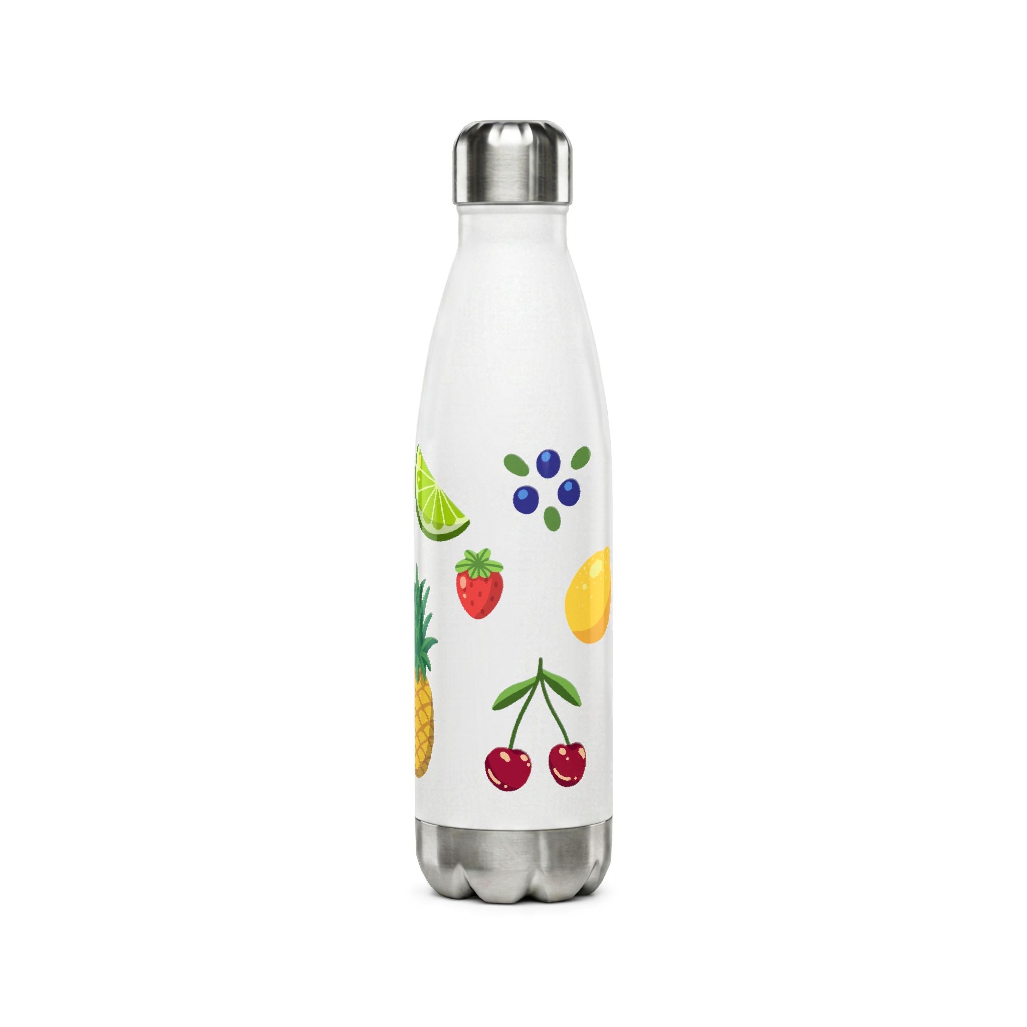 Fruit Pattern Stainless Steel Water Bottle — 17oz Tropical Fruit Design