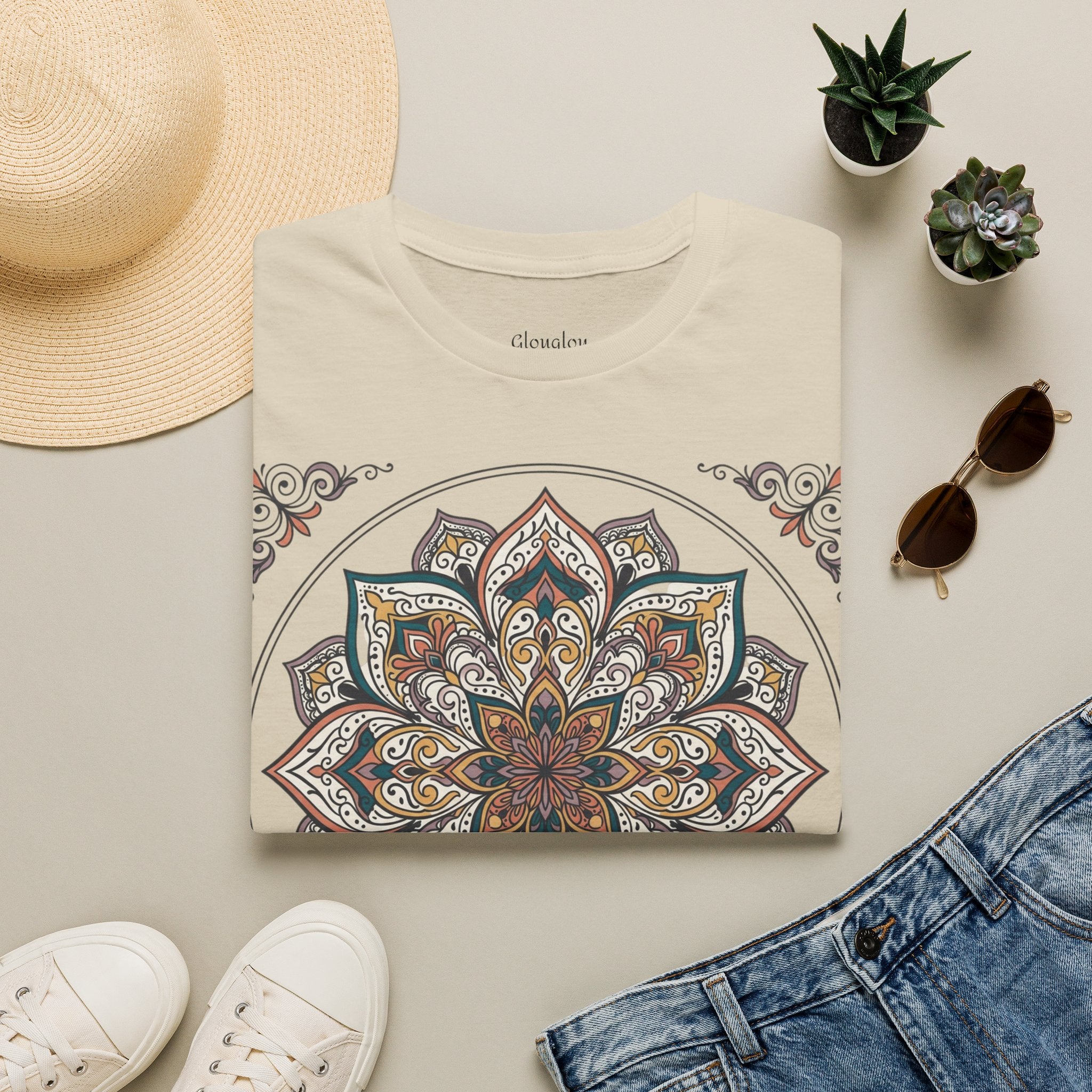 Mandala Floral T-Shirt — Boho Lotus Graphic Tee for Women & Men