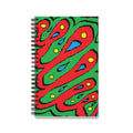 Abstract Colorful Spiral Journal — Bold Red & Green Patterned Notebook