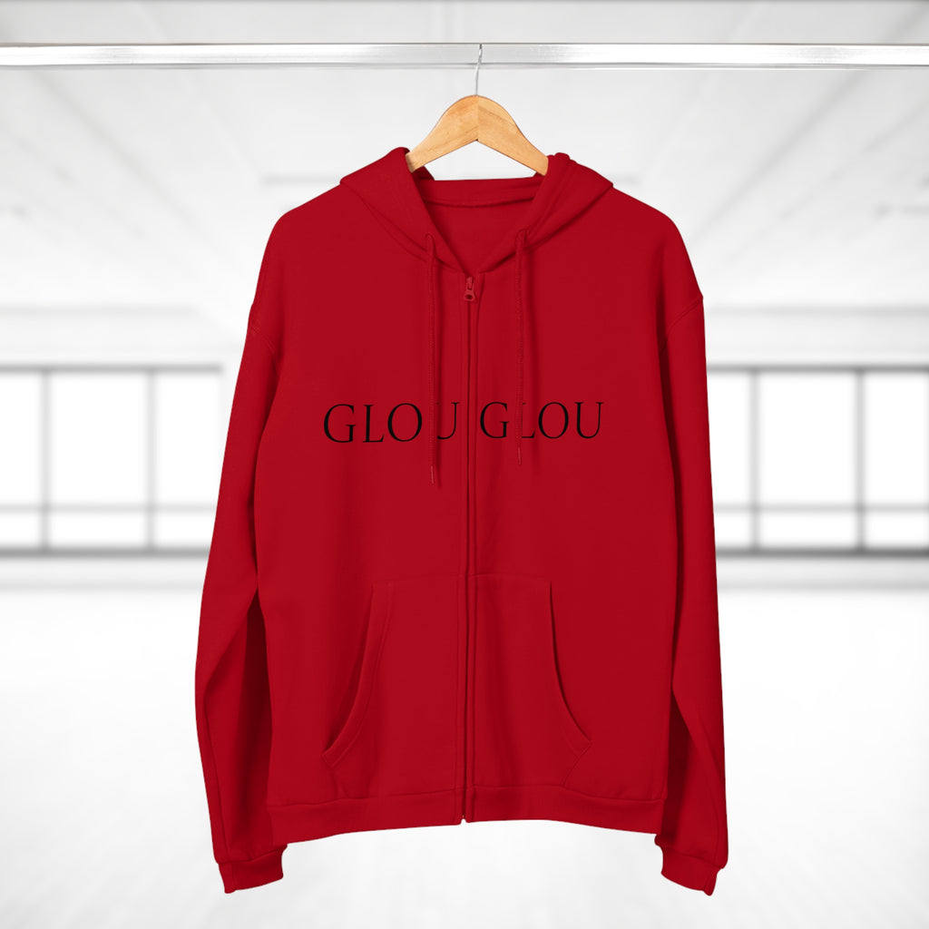 GLOU GLOU Hoodie | Zip Pullover Sweatshirt, Minimal Text Design