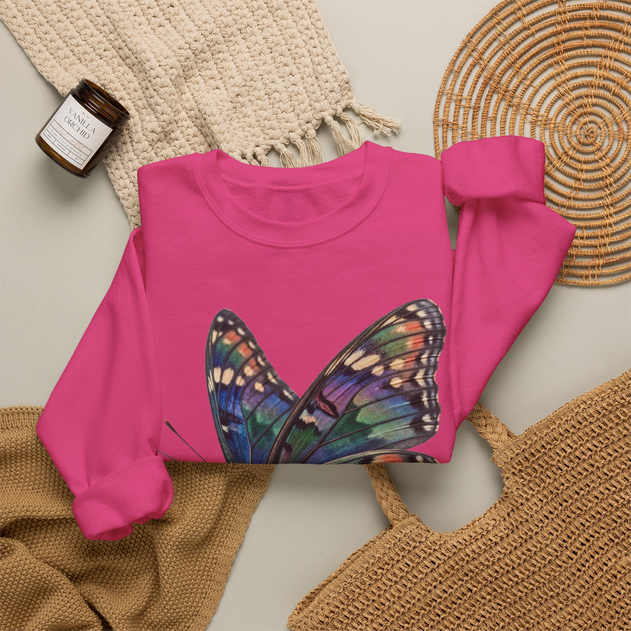 Butterfly Graphic Sweatshirt – Colorful Prism Wings Crewneck