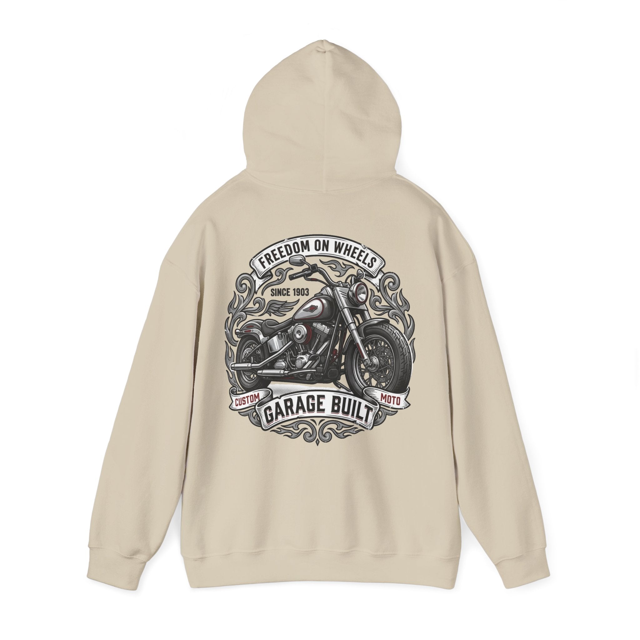 Garage Built Motorcycle Hoodie — Vintage Chopper Design