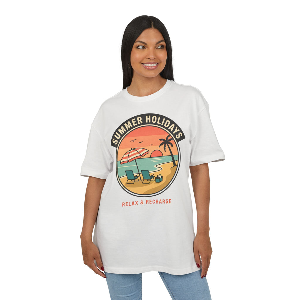 T-Shirt — "Summer Holidays: Relax & Recharge" Beach Graphic Tee