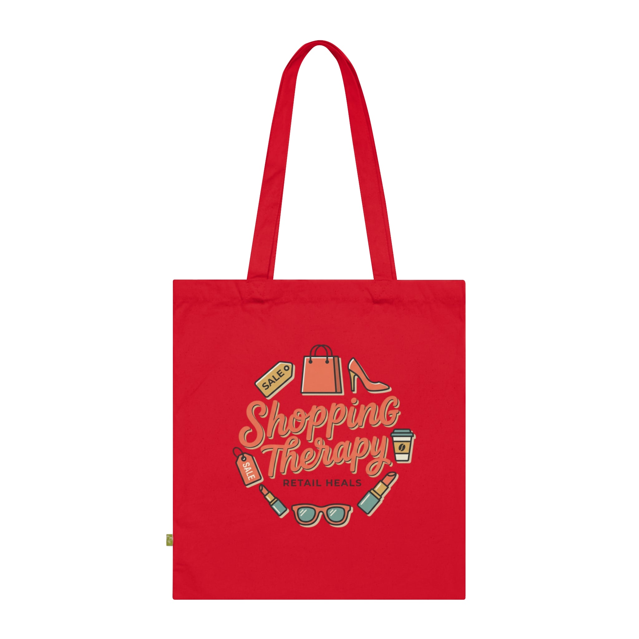 Shopping Therapy Organic Tote Bag — Retro Fashion Graphic Tote