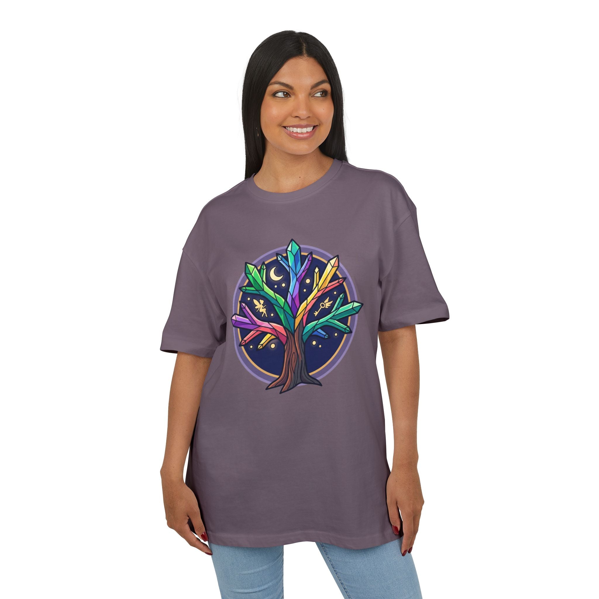 Crystal Tree Graphic Tee — Mystical Gemstone Nature Shirt