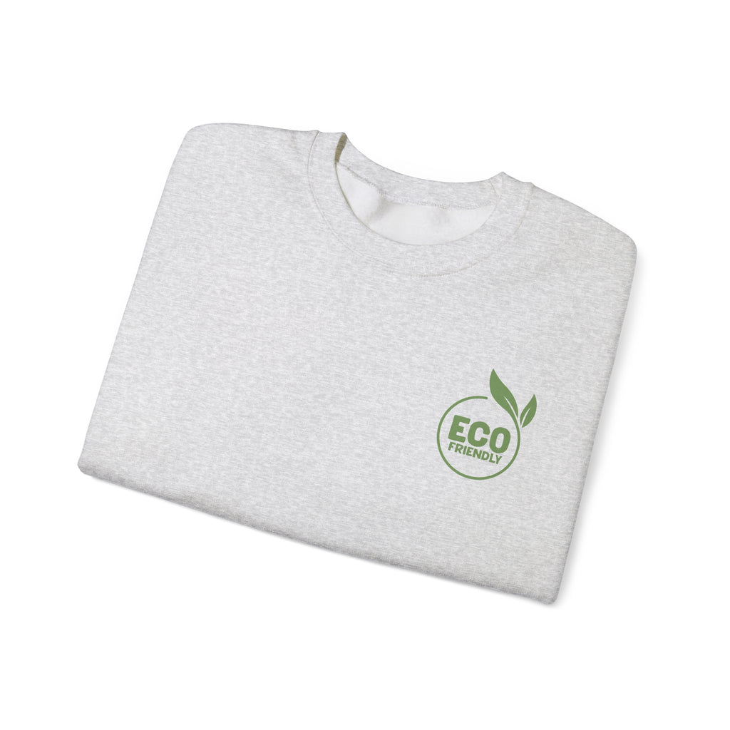 Eco Friendly Crewneck Sweatshirt — Small Green "ECO friendly" Logo