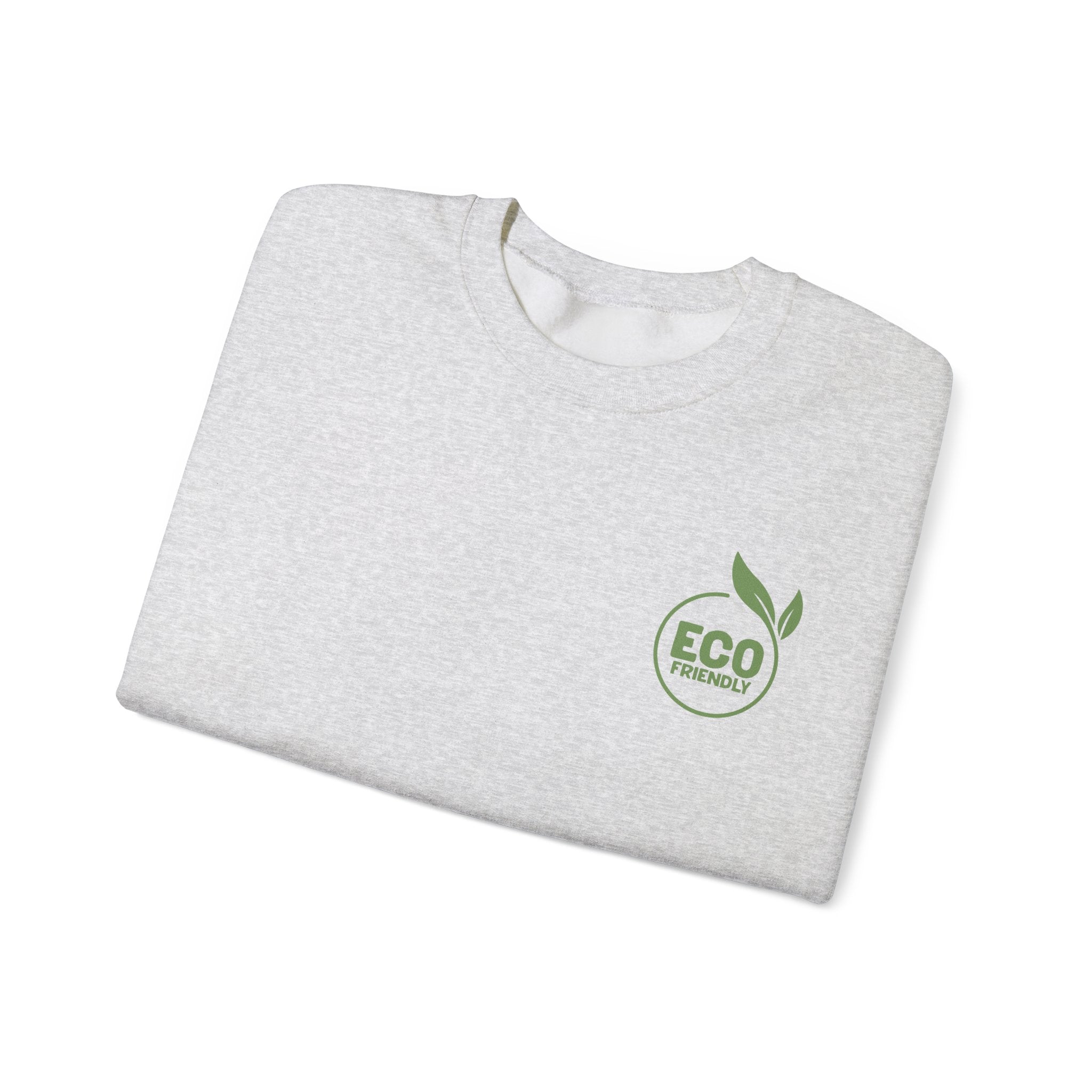 Eco Friendly Crewneck Sweatshirt — Small Green "ECO friendly" Logo