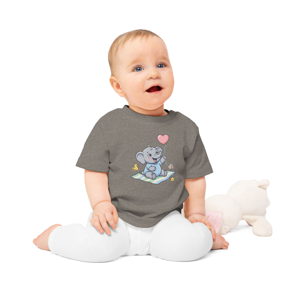 Cute Elephant Baby Tee — Heart Balloon Nursery Shirt for Newborns & Baby Showers