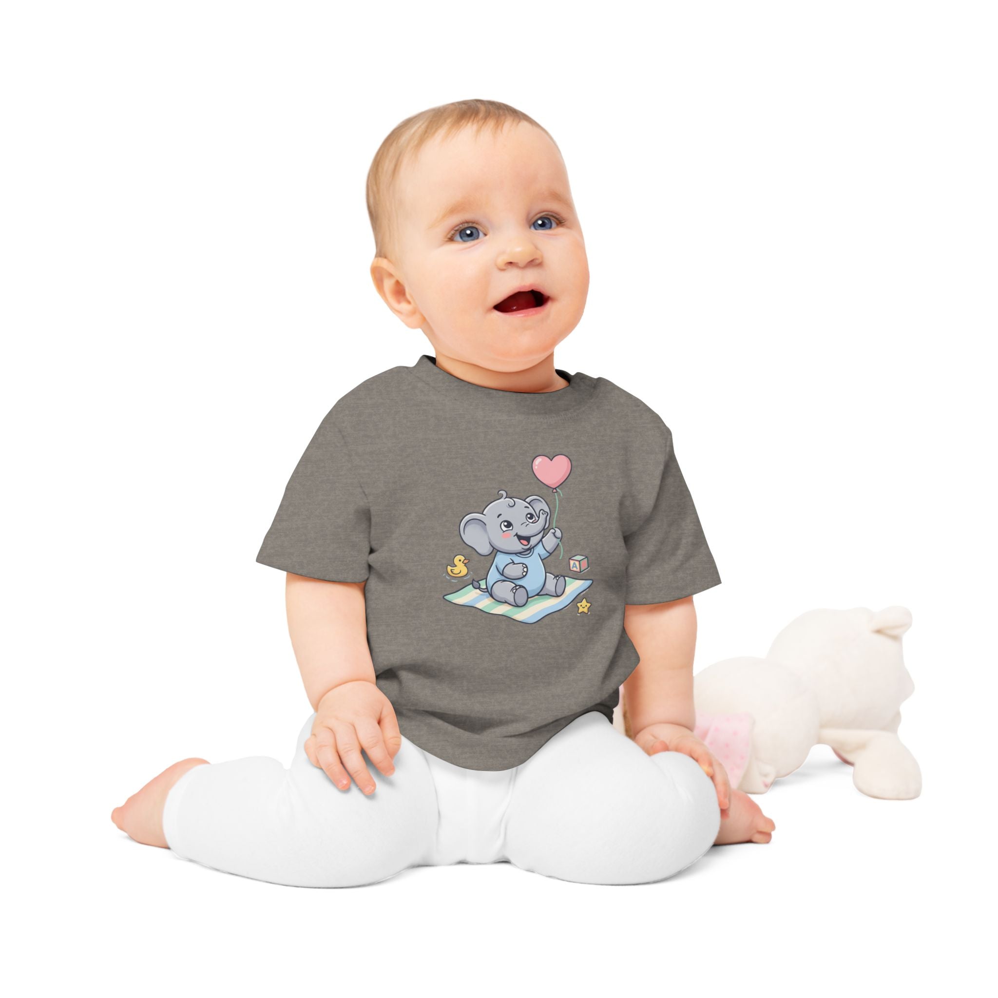 Cute Elephant Baby Tee — Heart Balloon Nursery Shirt for Newborns & Baby Showers