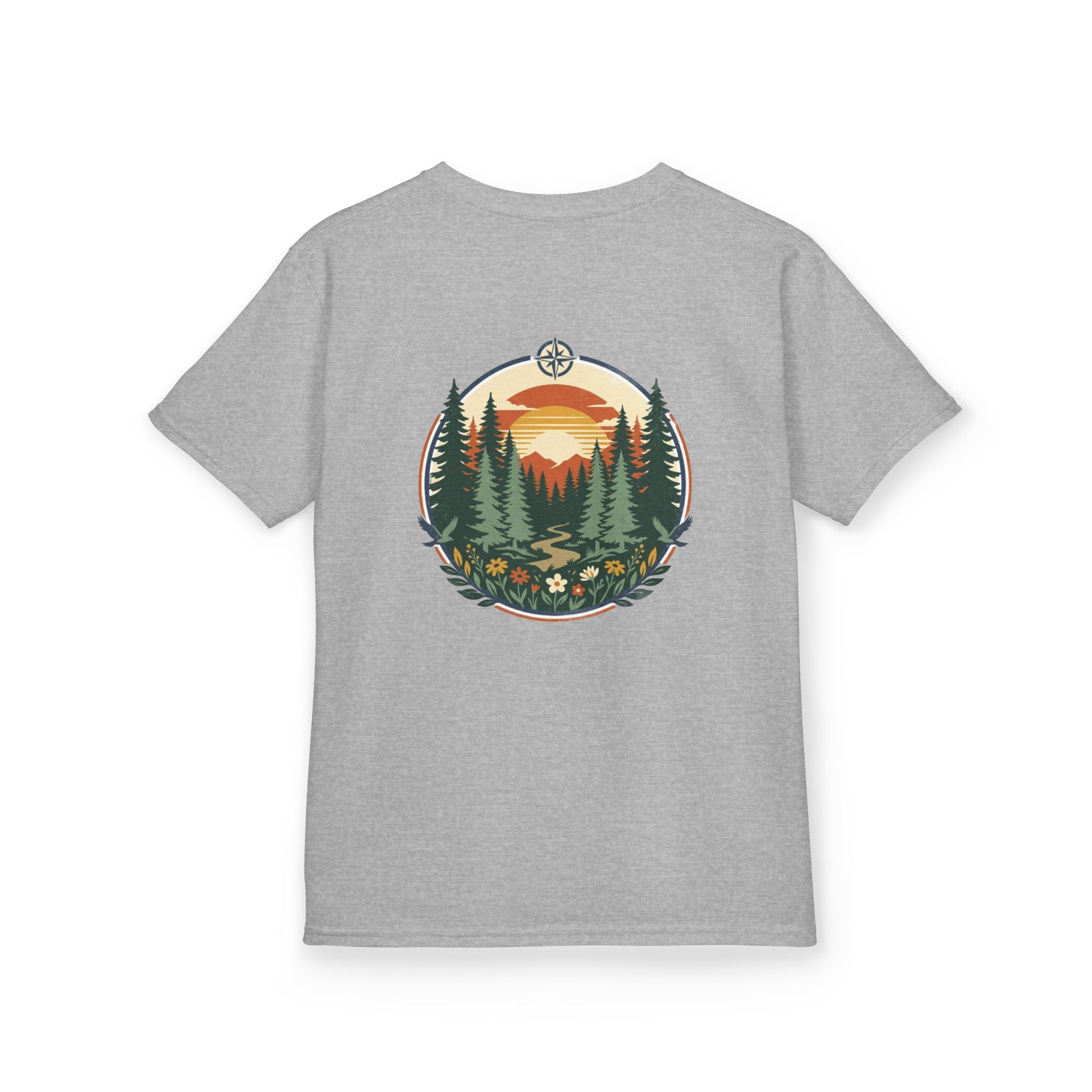 Kids Tee — Retro Forest Sunset Graphic