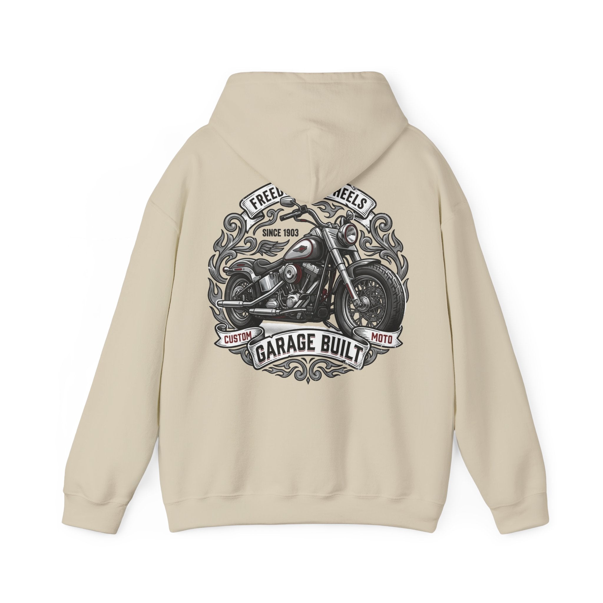 Garage Built Motorcycle Hoodie — Vintage Chopper Design