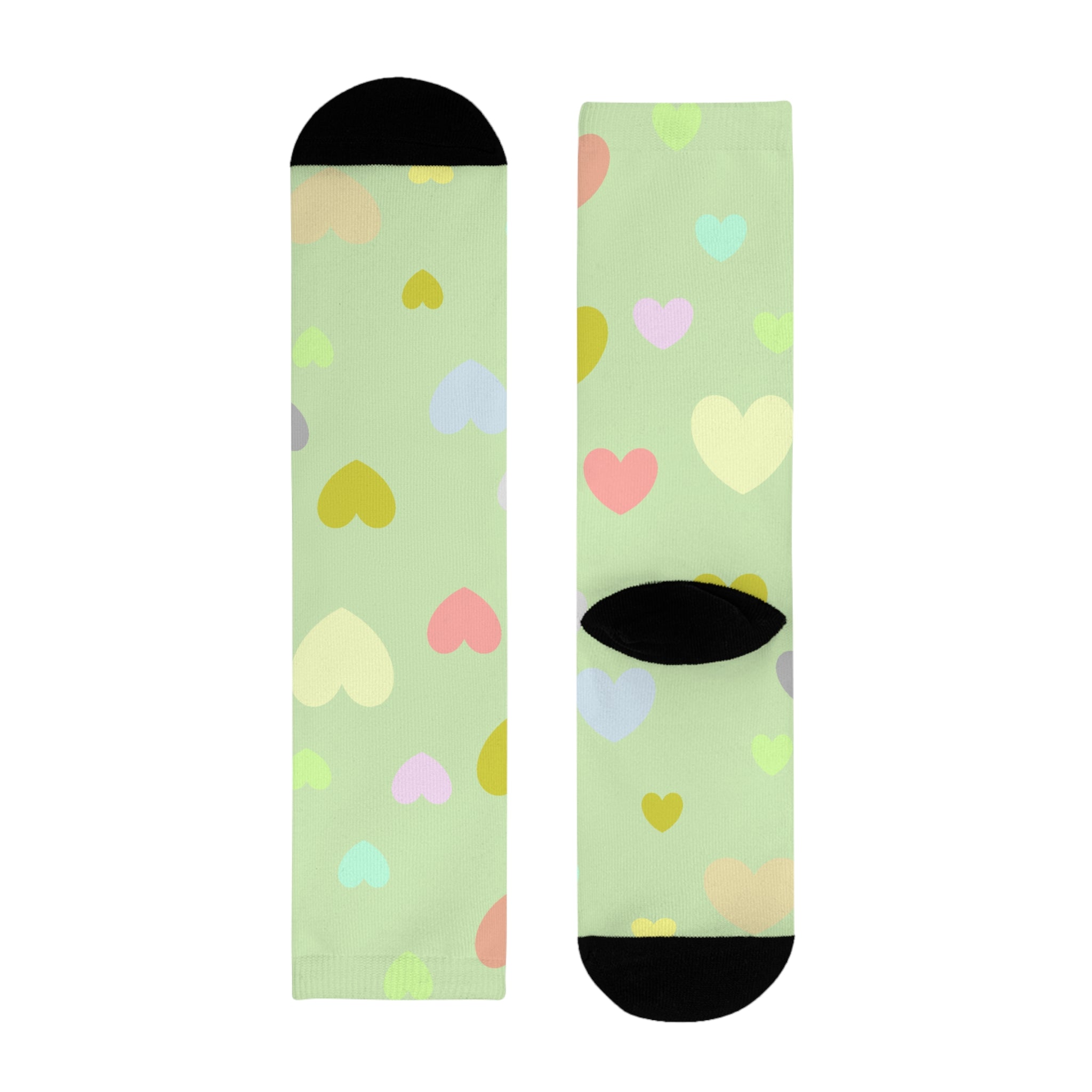 Pastel Heart Crew Socks — Cute Sublimation Socks for Women & Teens