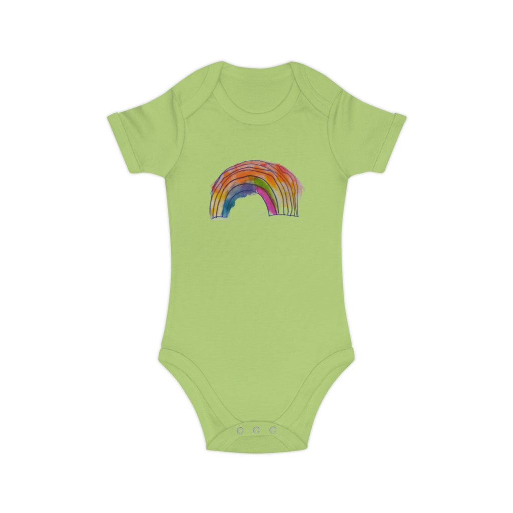 Baby Bodysuit with Watercolor Rainbow – Combed Cotton Infant One-Piece