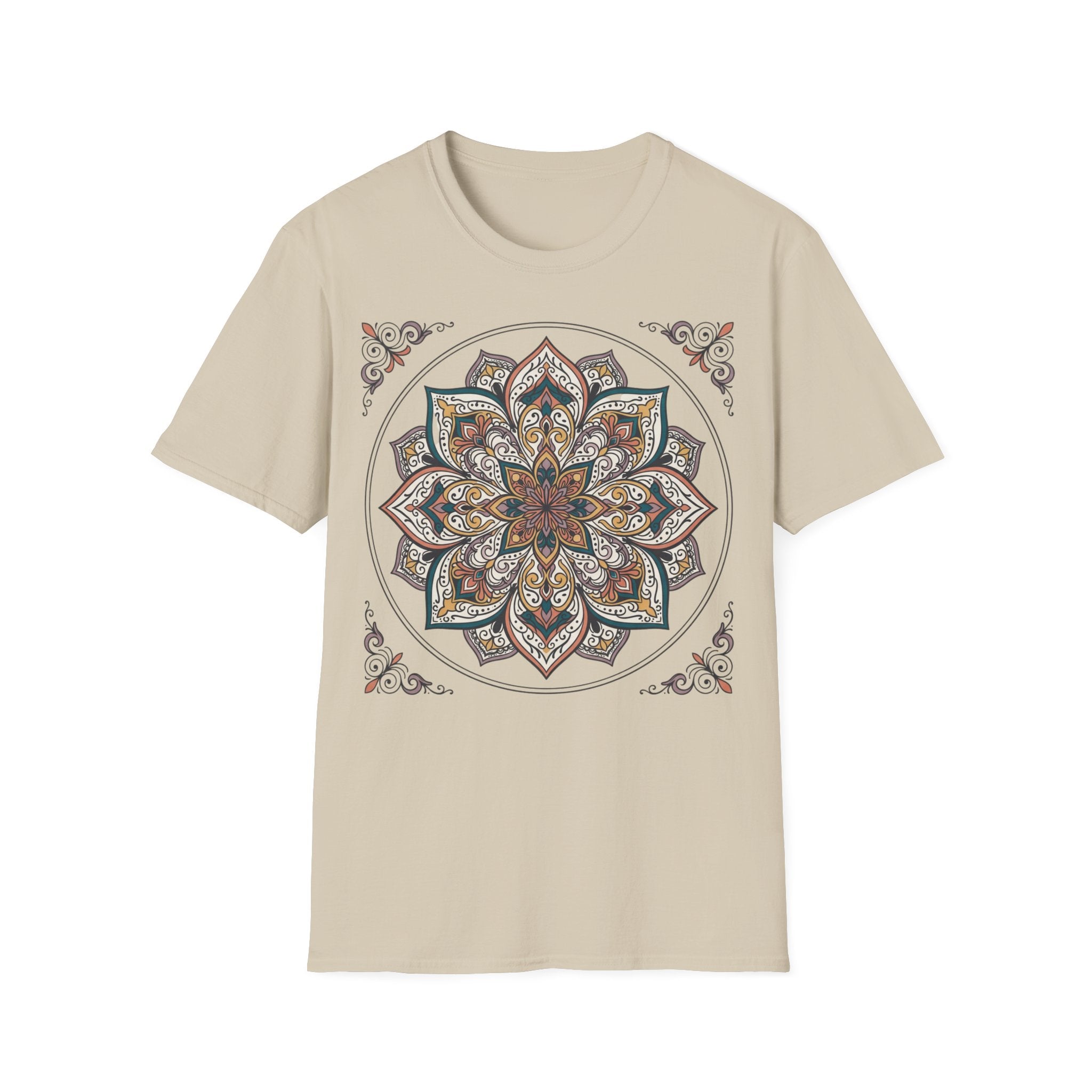 Mandala Floral T-Shirt — Boho Lotus Graphic Tee for Women & Men