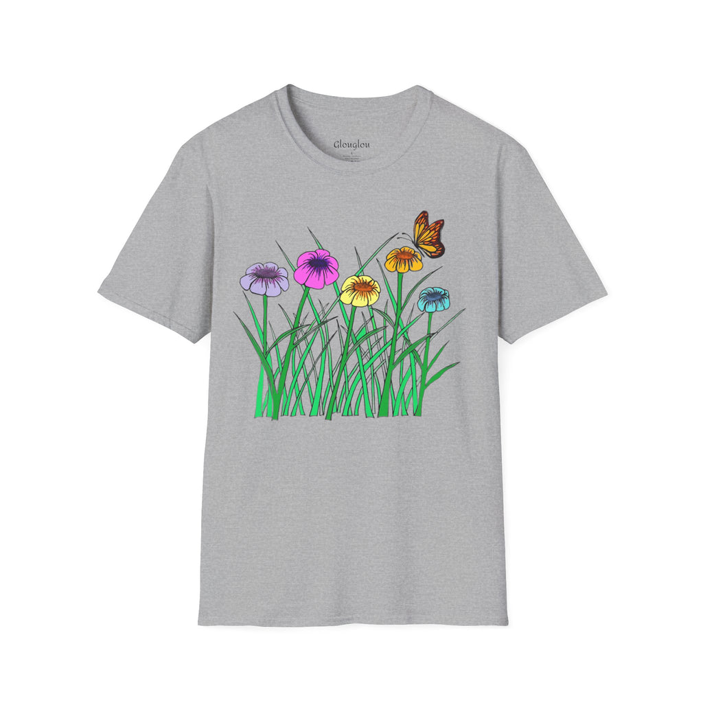 Floral Butterfly Garden T-Shirt — Colorful Wildflower Tee