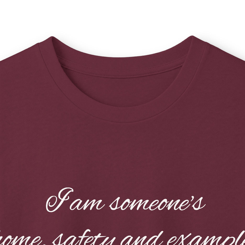 Long Sleeve Tee — Inspirational Script Quote “I am someone’s name, safety and example…”