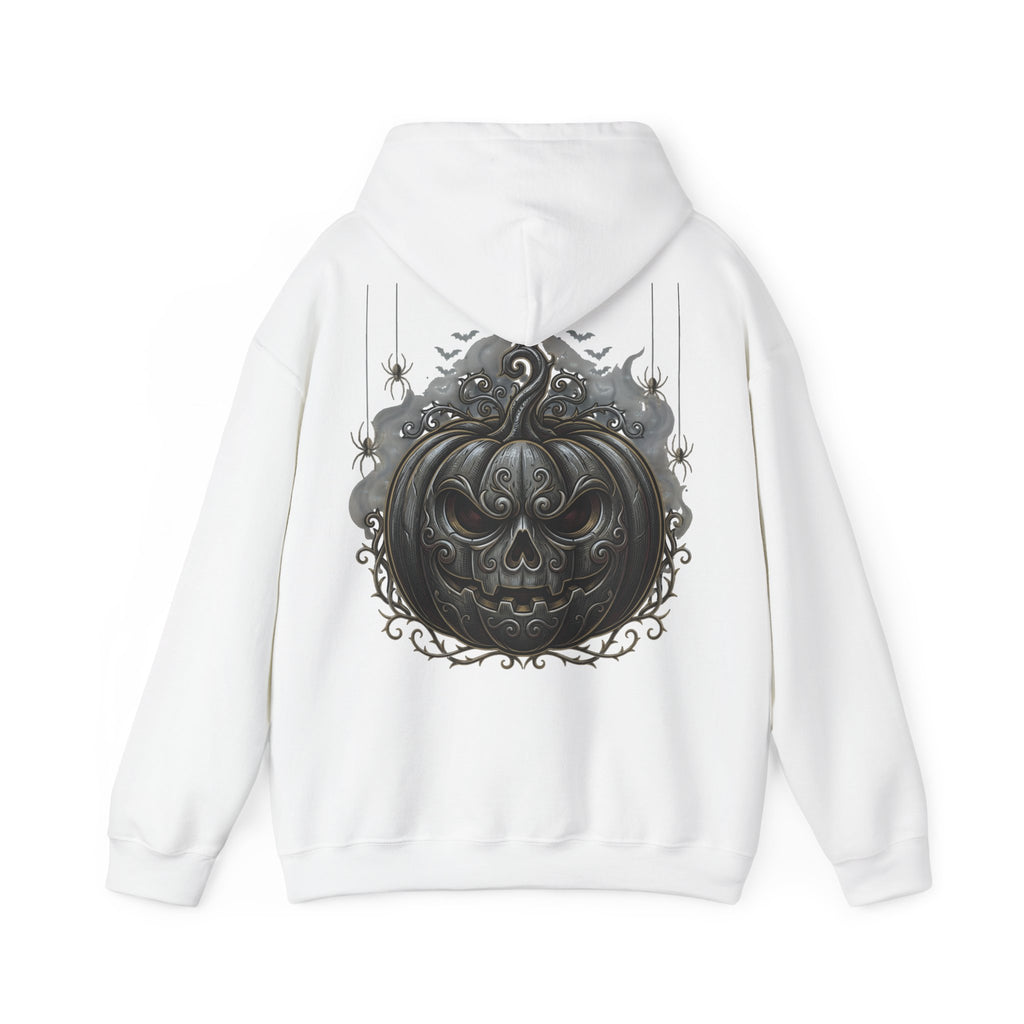 Halloween Gothic Pumpkin Hoodie — Black Ornate Jack-O'-Lantern Back Print
