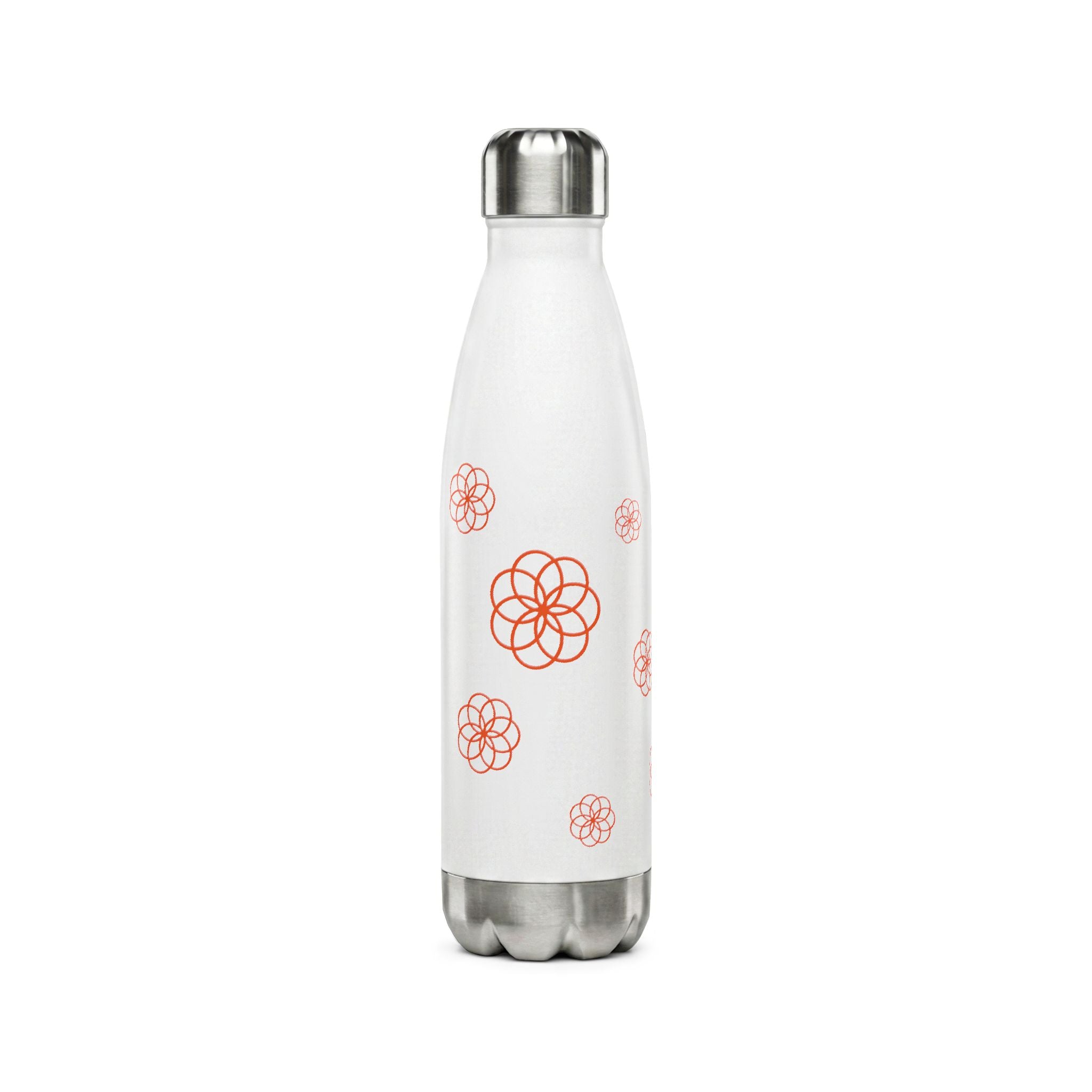 17oz Stainless Steel Water Bottle — Minimal Floral Geometry (Insulated)
