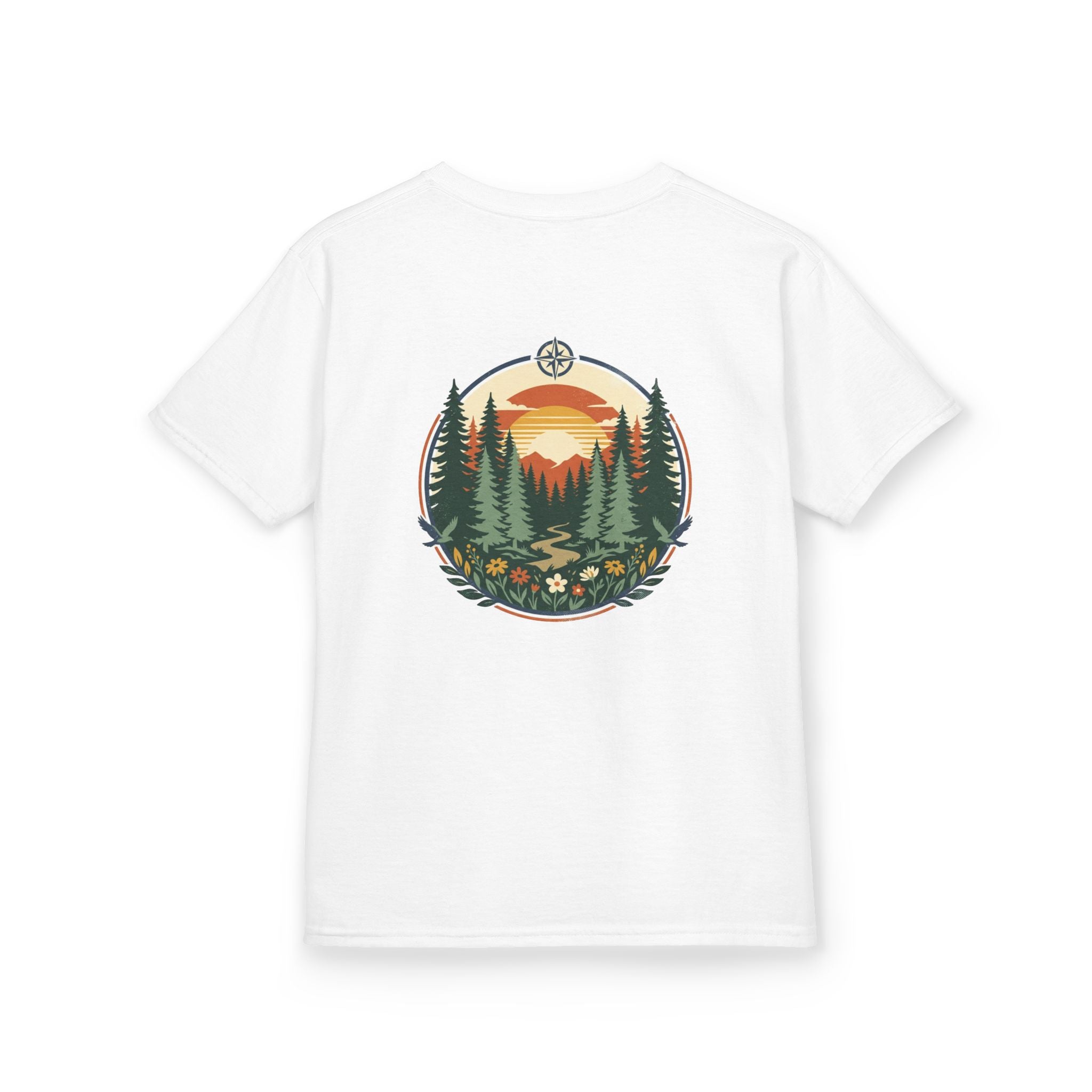 Kids Tee — Retro Forest Sunset Graphic