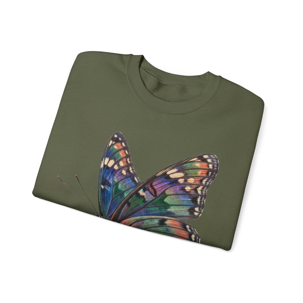 Butterfly Graphic Sweatshirt – Colorful Prism Wings Crewneck