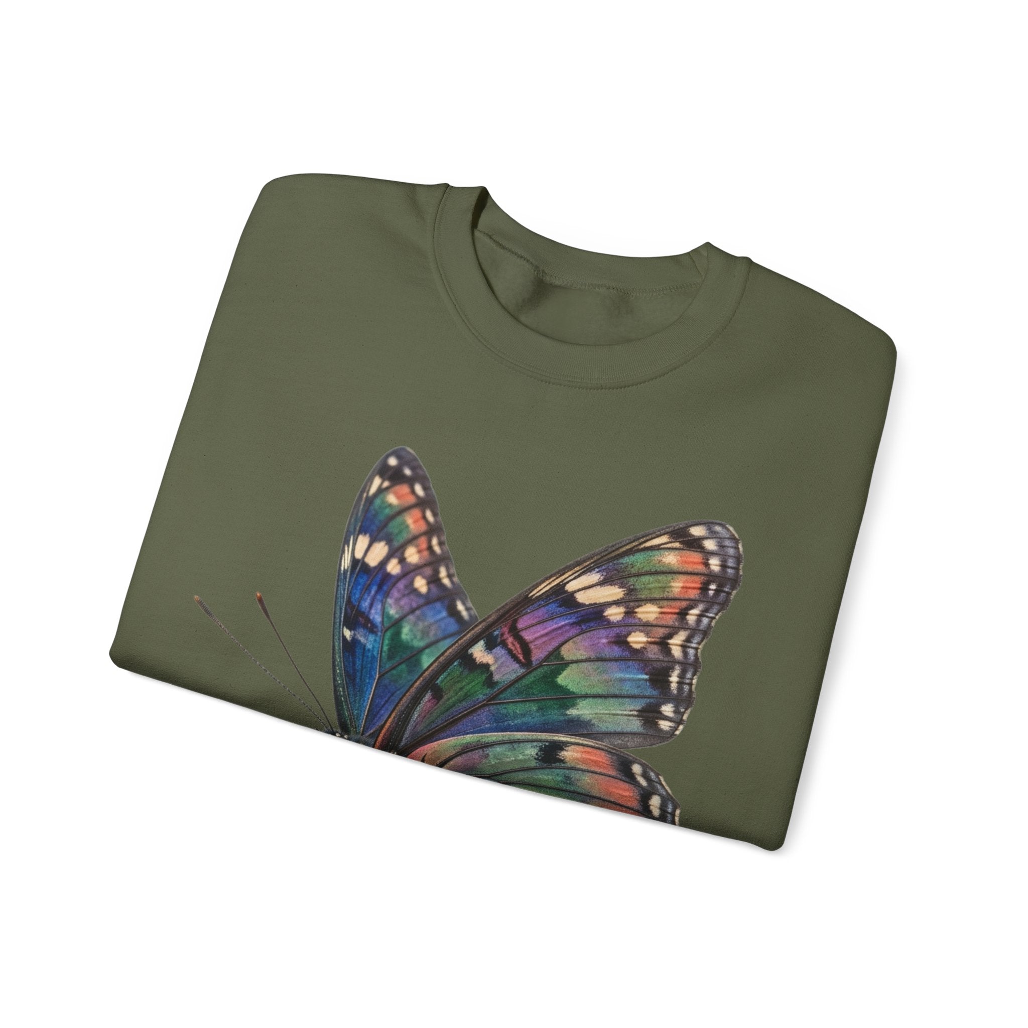 Butterfly Graphic Sweatshirt – Colorful Prism Wings Crewneck
