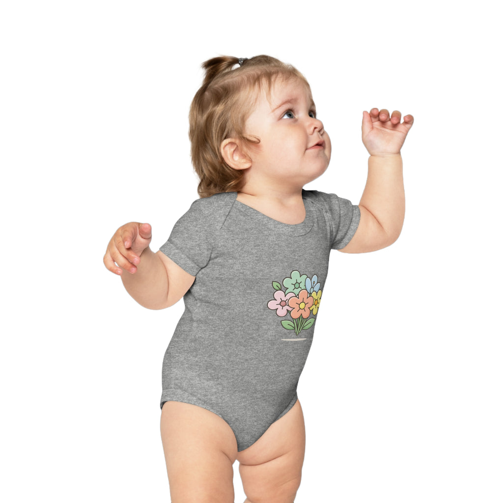 Floral Bouquet Baby Bodysuit — Cute Pastel Flowers Infant Onesie