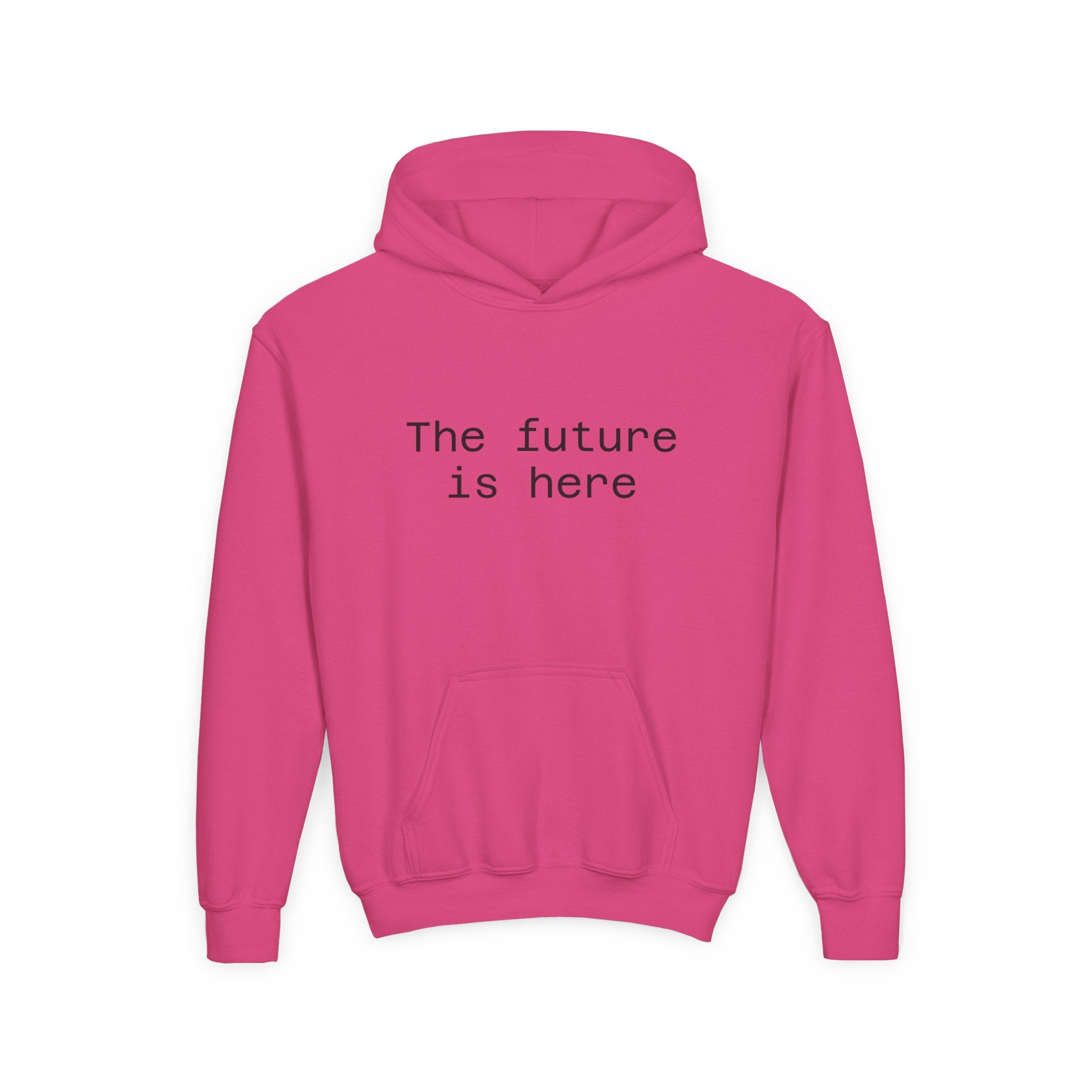 Youth Hoodie “The Future Is Here” Minimalist Slogan Sweatshirt