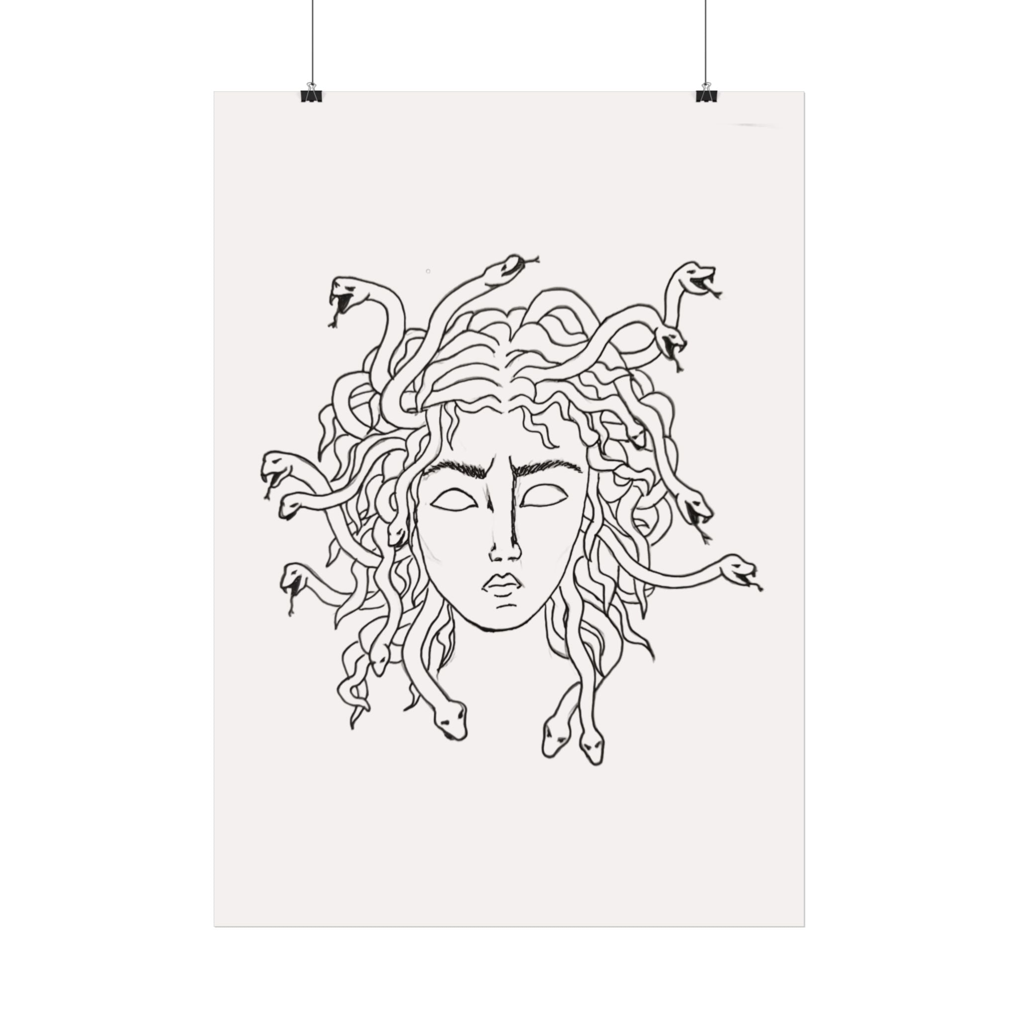 Medusa Line Art Poster — Minimal Mythological Wall Art