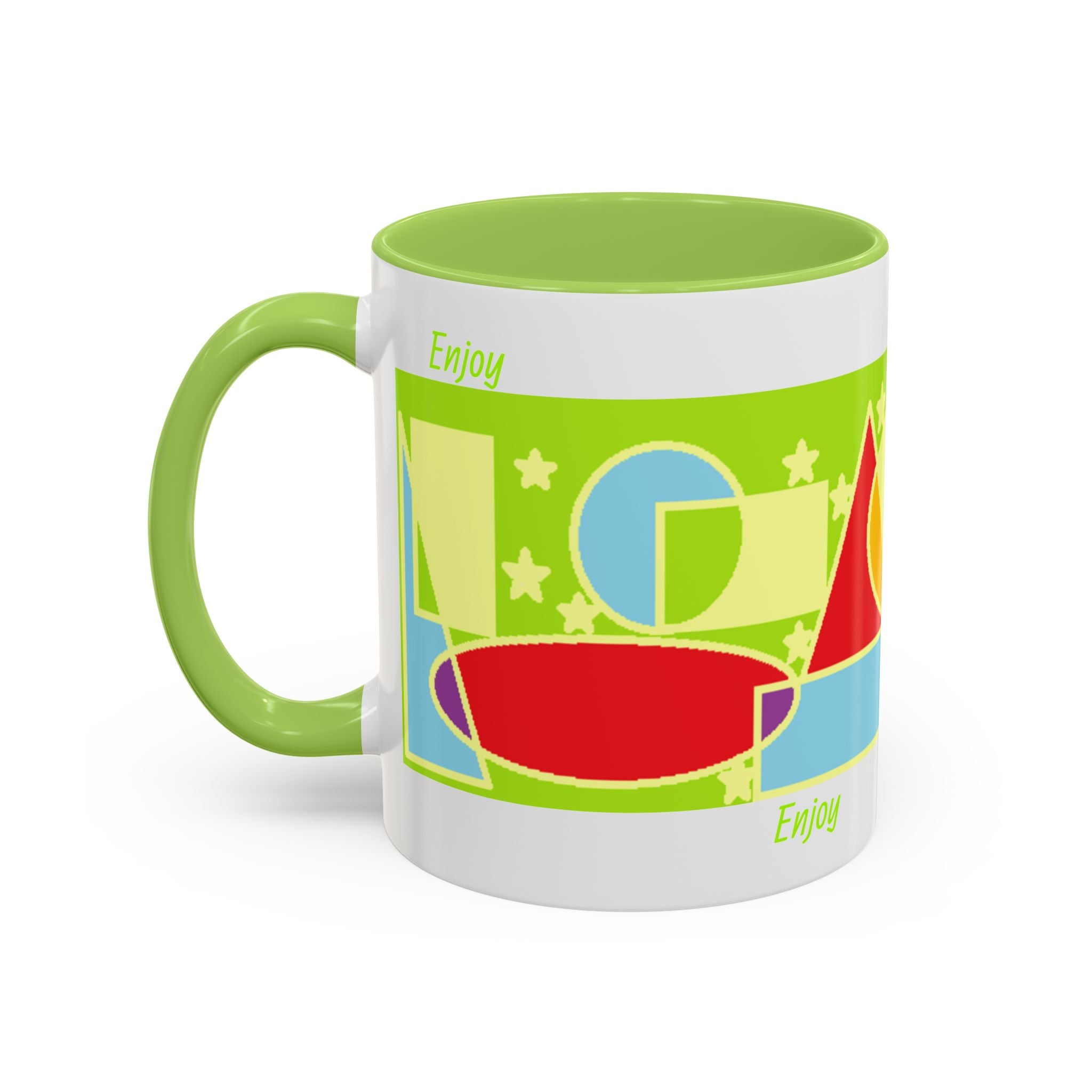 Bright Geometric Accent Coffee Mug — Retro Shapes Design