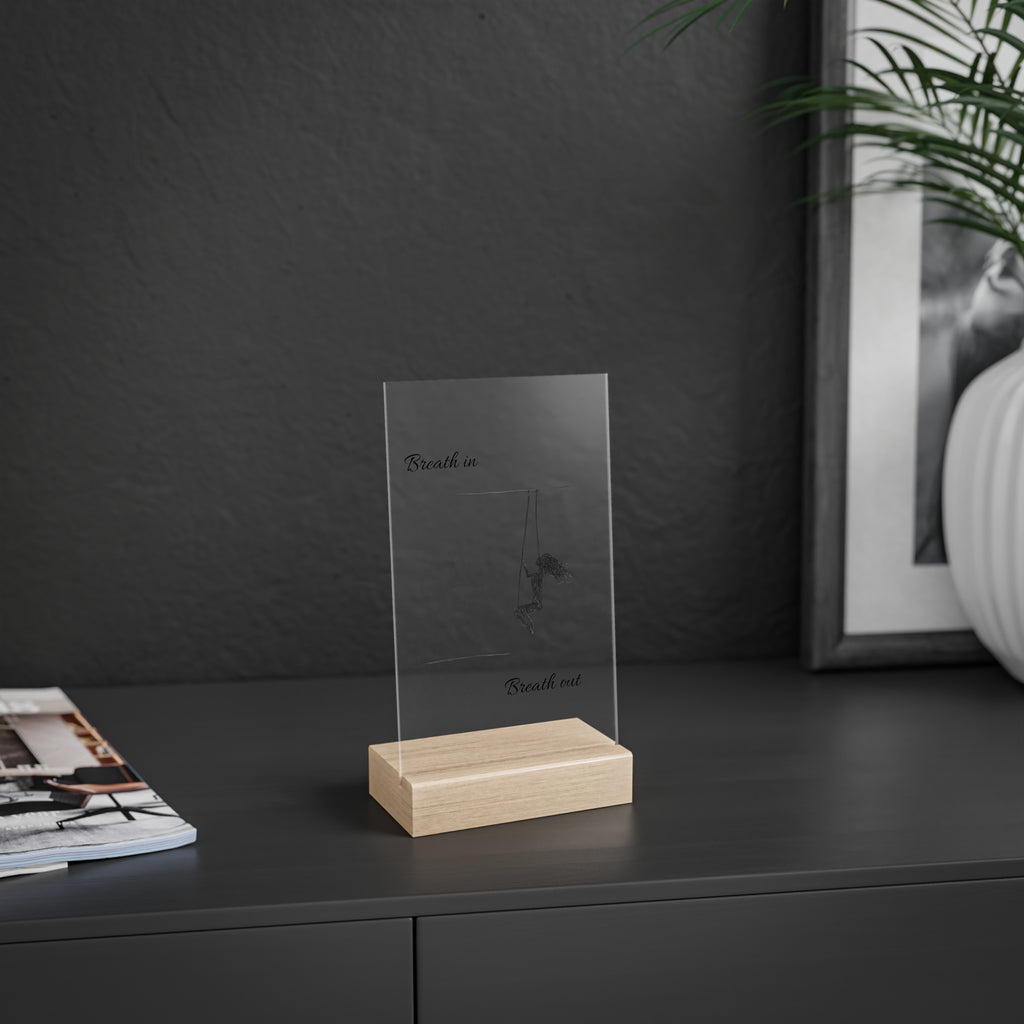 Acrylic Sign — "Breath In, Breath Out" Minimalist Desk Art