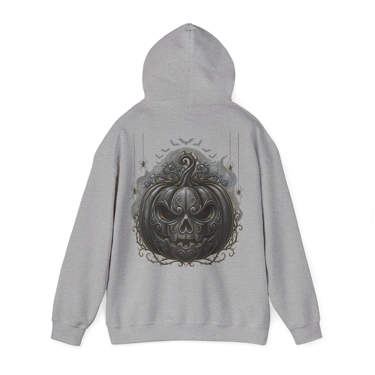 Halloween Gothic Pumpkin Hoodie — Black Ornate Jack-O'-Lantern Back Print