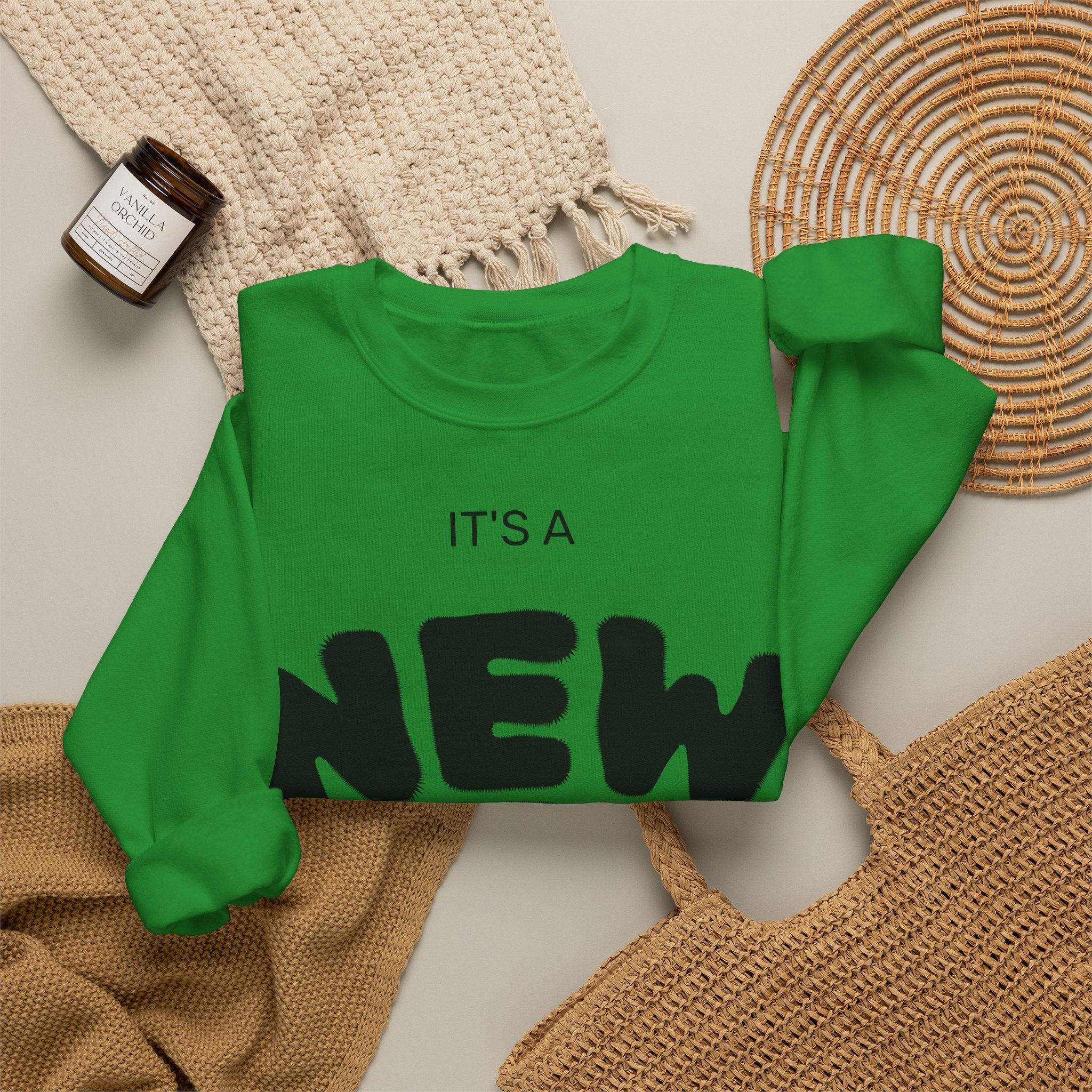 New Day Crewneck Sweatshirt – "It's a New Day, Rise N' Shine" Motivational Pullover