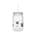Butterfly Mason Jar Tumbler – Frosted Glass Jar with Colorful Butterfly Design