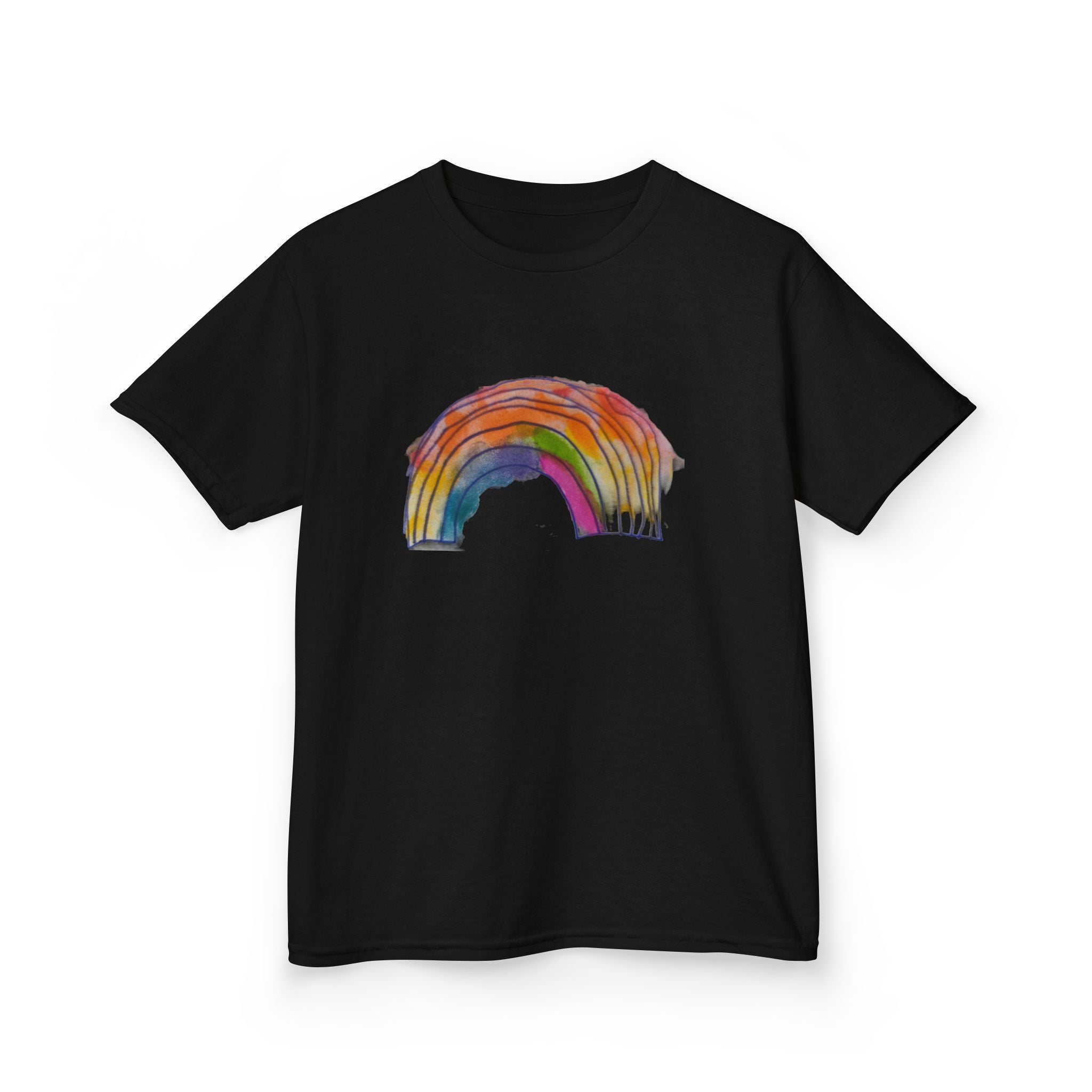 Kids Rainbow T‑Shirt — Hand‑Drawn Colorful Rainbow Tee for Children