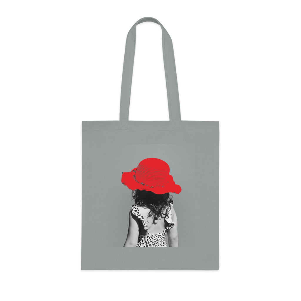 Red Hat Girl Cotton Tote — Vintage Black & White Photo Tote Bag