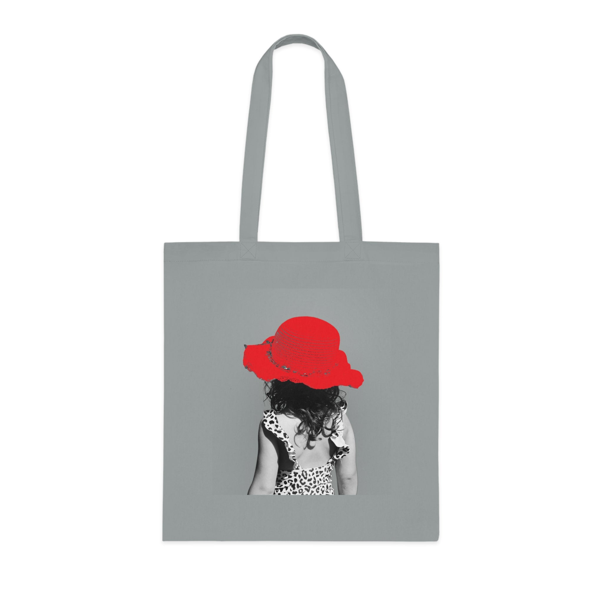 Red Hat Girl Cotton Tote — Vintage Black & White Photo Tote Bag