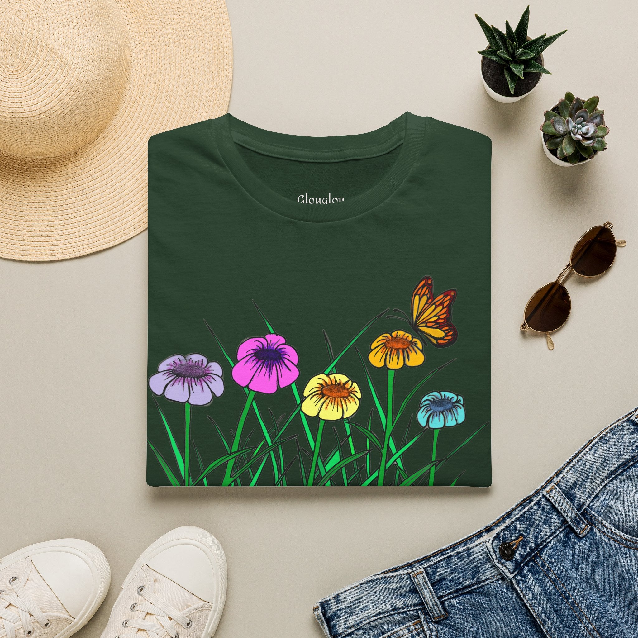Floral Butterfly Garden T-Shirt — Colorful Wildflower Tee