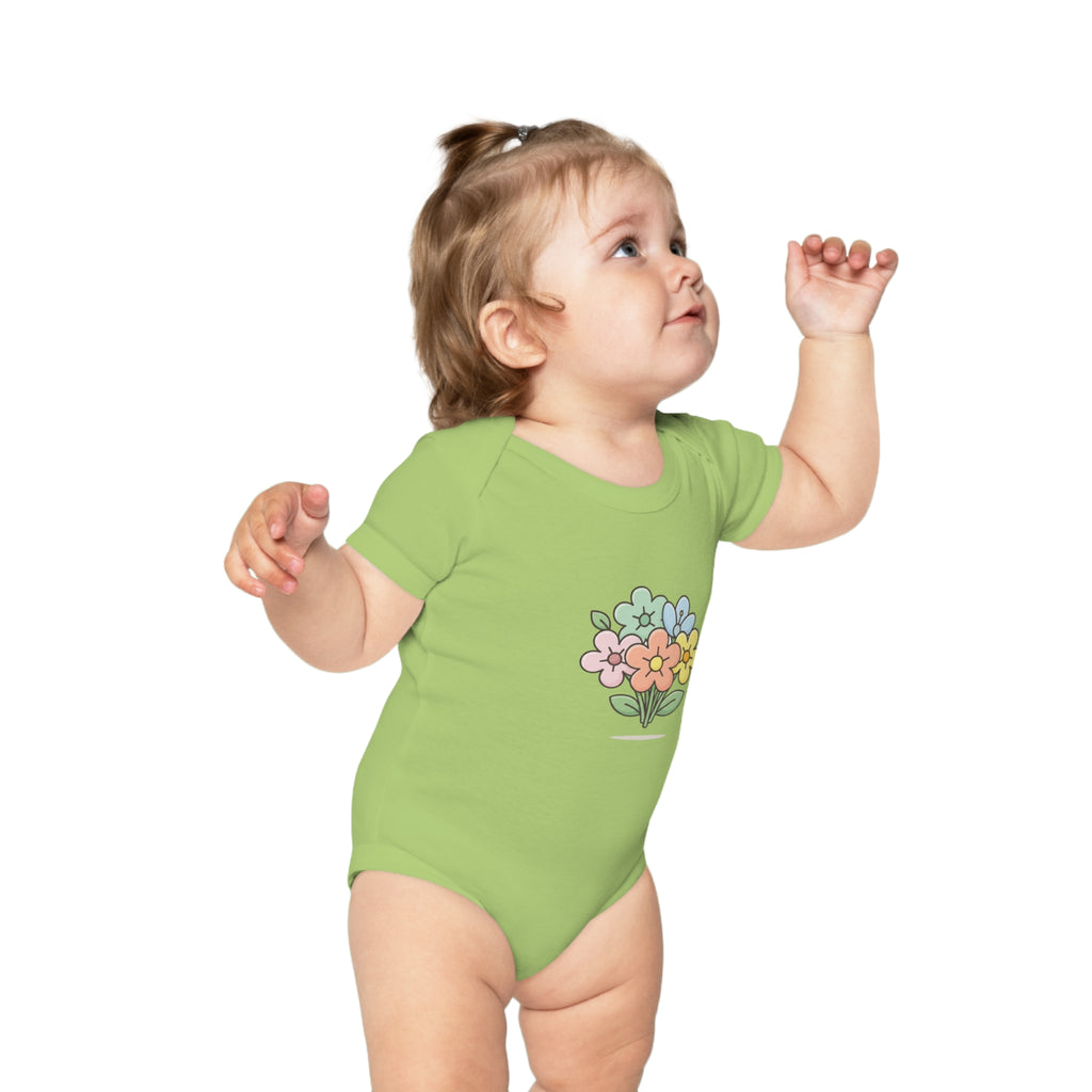 Floral Bouquet Baby Bodysuit — Cute Pastel Flowers Infant Onesie