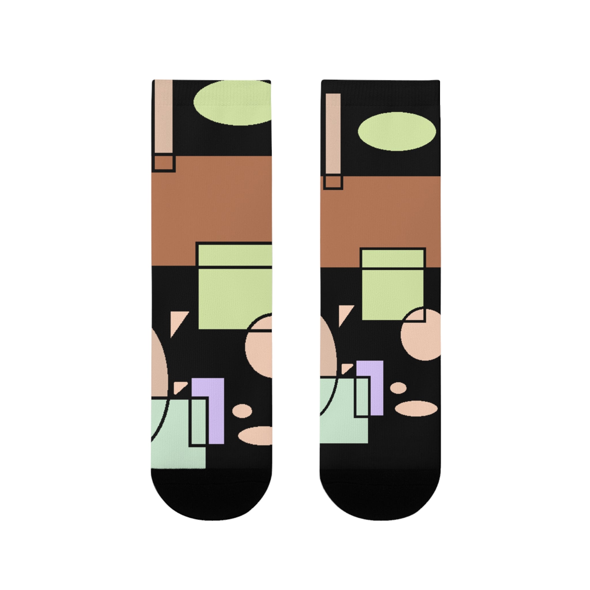 Abstract Geometric Crew Socks — Retro Shapes Sublimation Socks