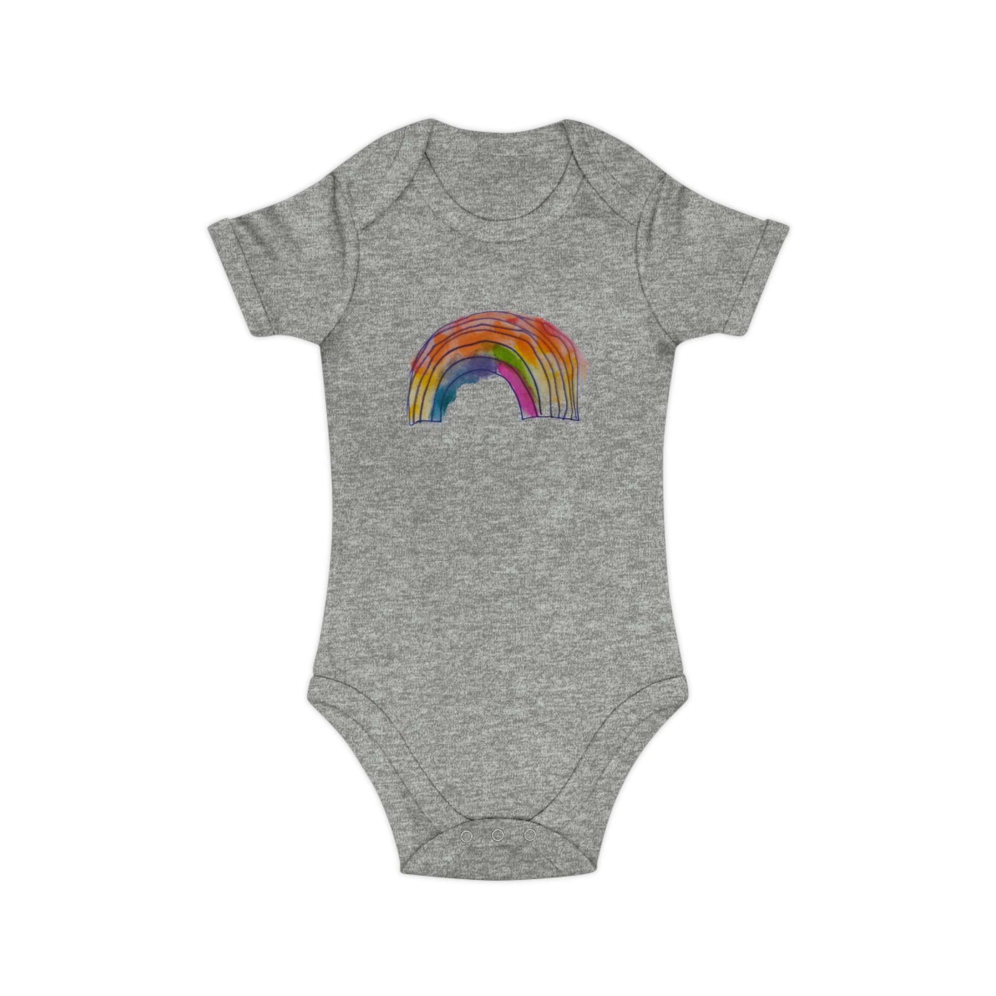 Baby Bodysuit with Watercolor Rainbow – Combed Cotton Infant One-Piece